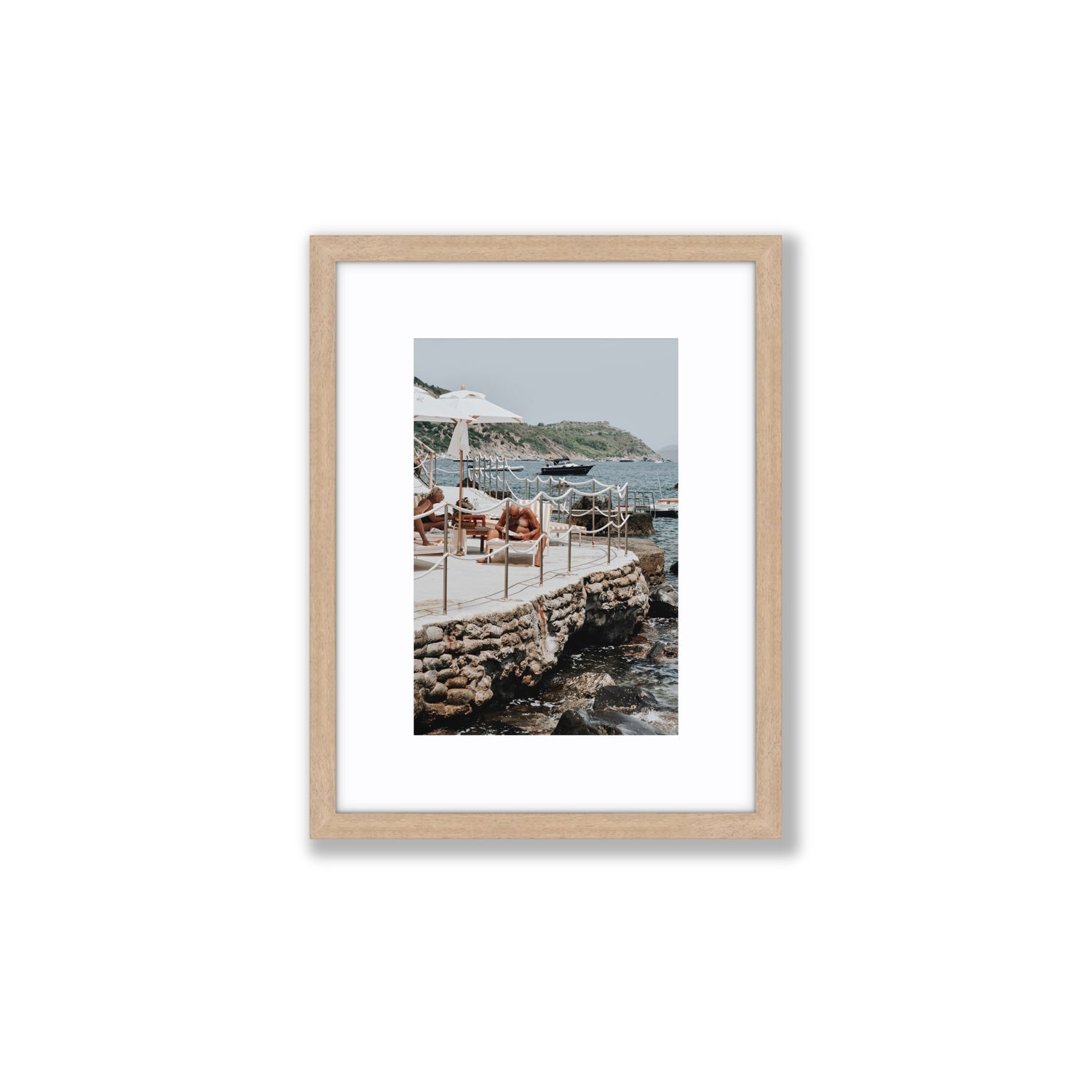 Nonno e Nonna Tuscany coastal Italian wall art Small fine art print in natural oak frame with matboard