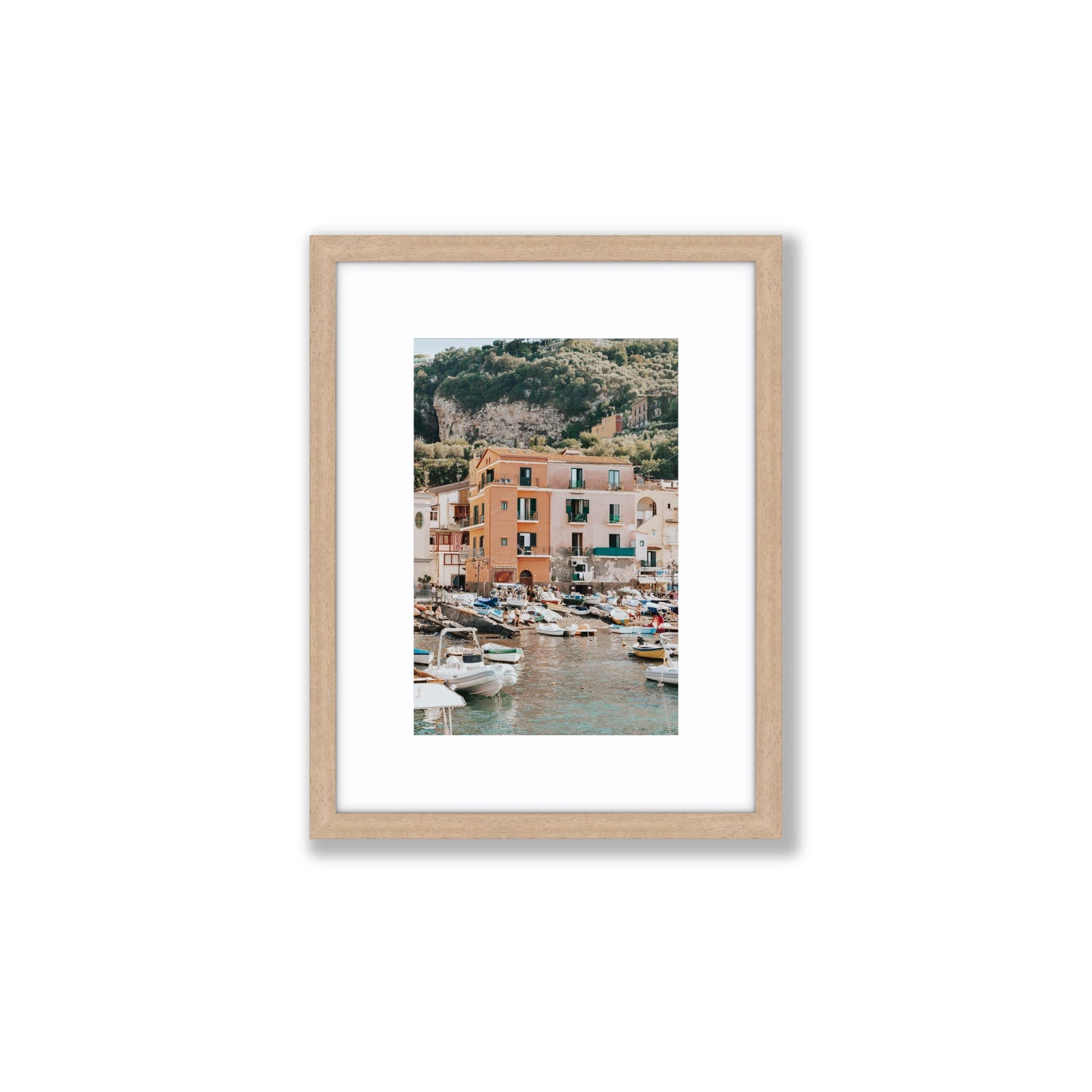 Boatyard Bliss fine art print, Sorrento, Italy, Small, Natural Oak Frame · Matboard, Fine Art Print