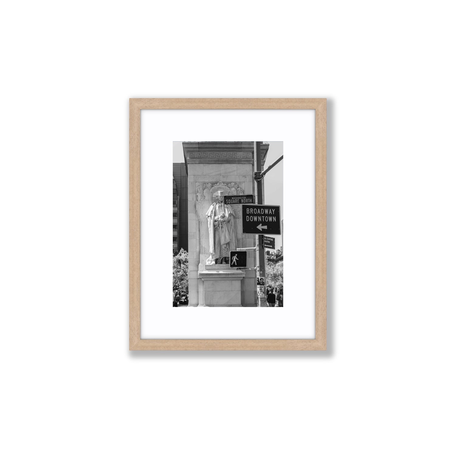 Silent Sentinels New York NYC Black & White wall art Small fine art print in natural oak frame with matboard