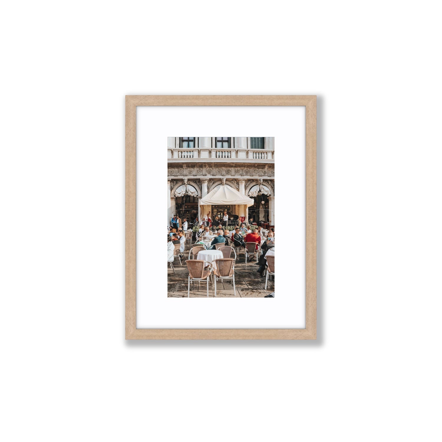 Piazza San Marco Venice Italian wall art Small fine art print in natural oak frame with matboard