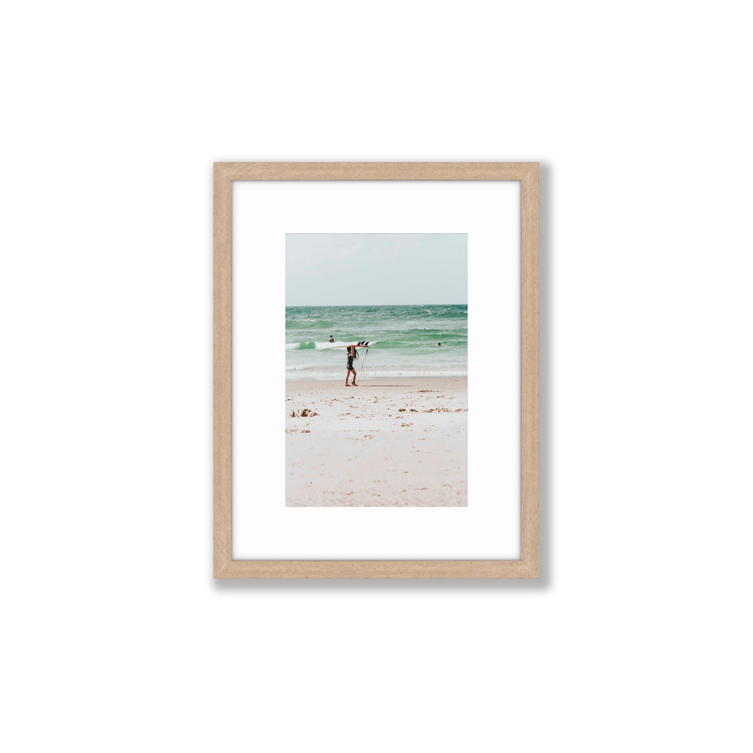 Grommet Byron Bay Surf coastal wall art Small fine art print in natural oak frame with matboard