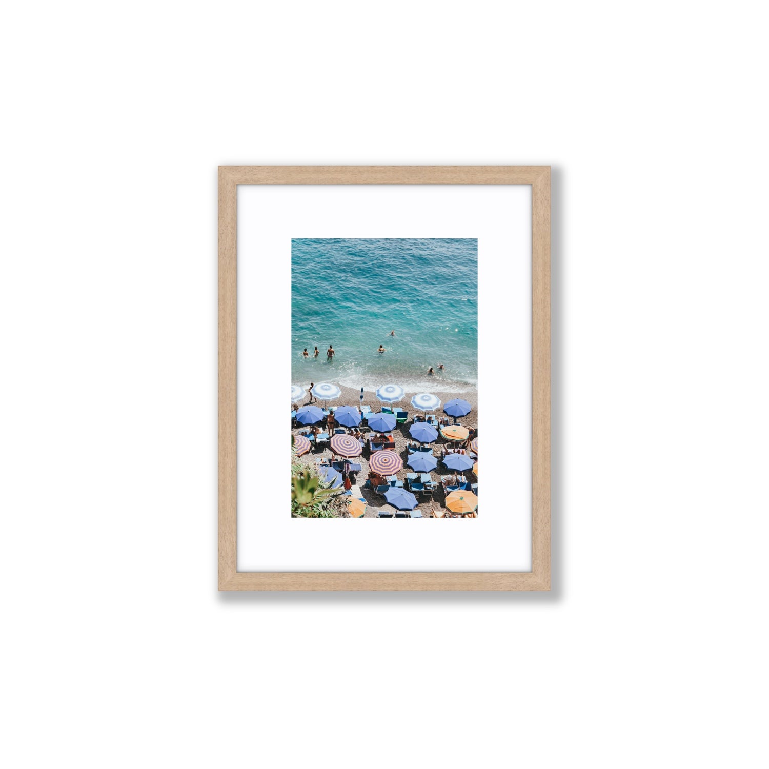Paradise Beach fine art print, Positano, Italy, Small, Natural Oak Frame · Matboard, Fine Art Print