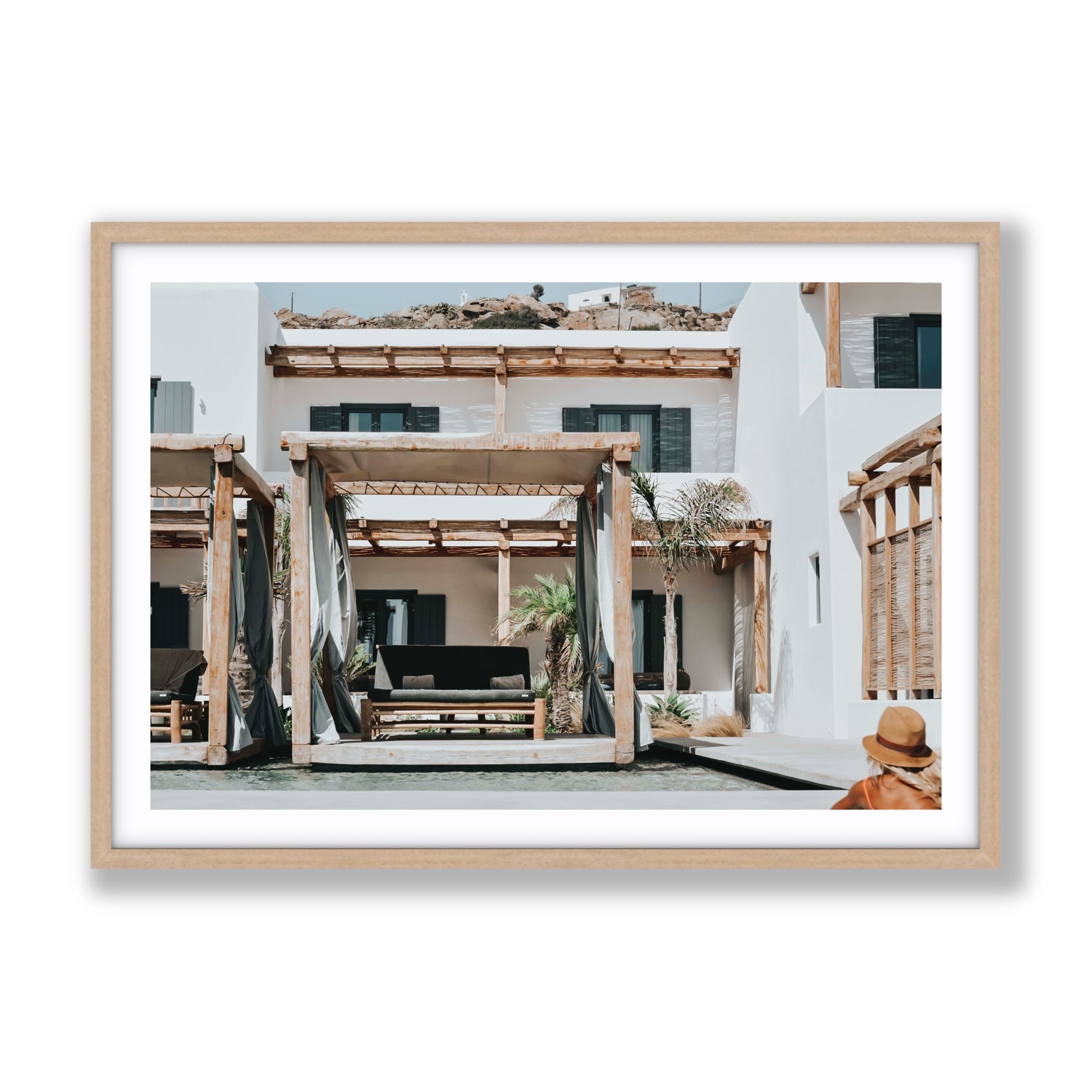 Dream Villa fine art print, Mykonos, Greece, Gallery, Natural Oak Frame · Matboard, Fine Art Print