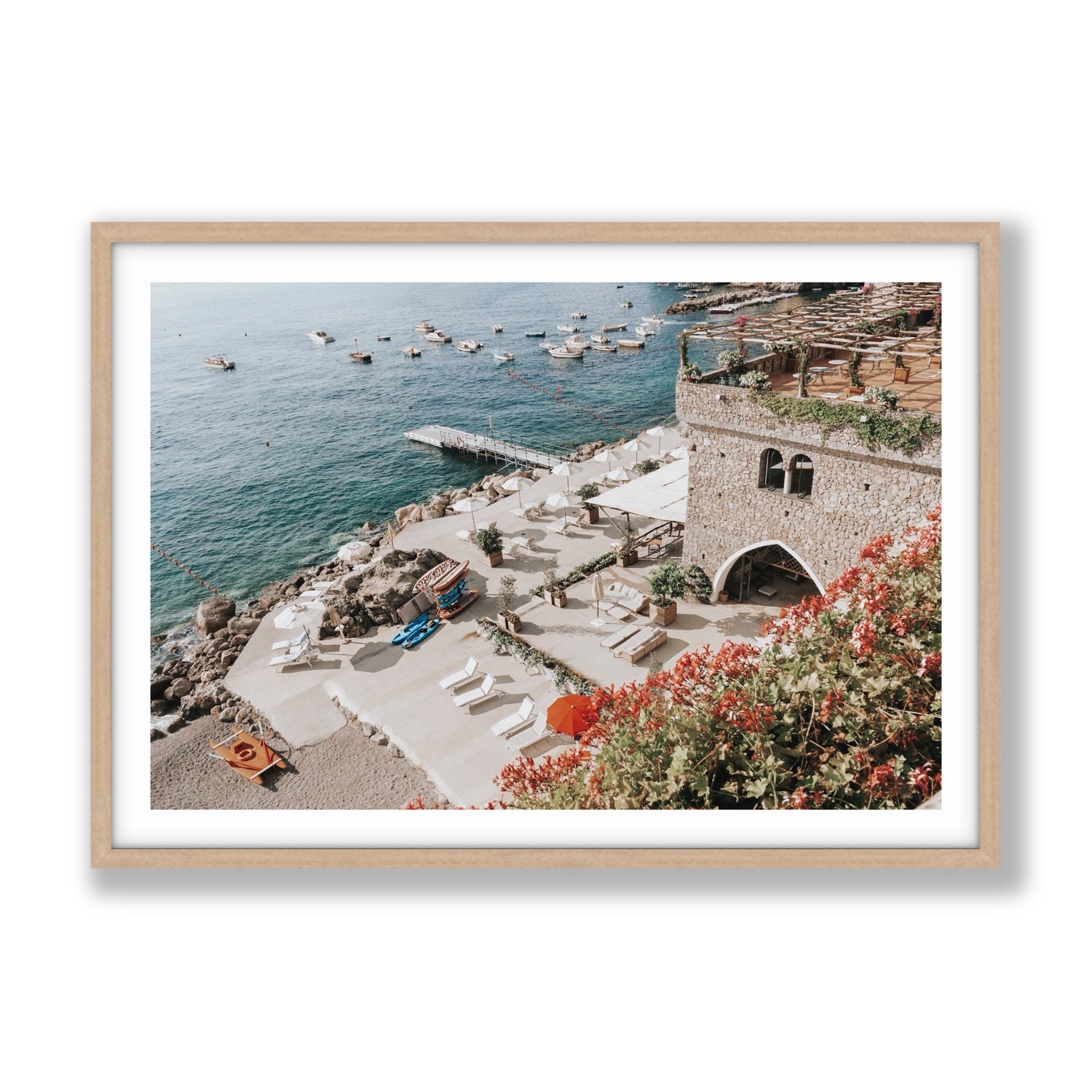 Floral Fortress fine art print, Amalfi, Italy, Gallery, Natural Oak Frame · Matboard, Fine Art Print