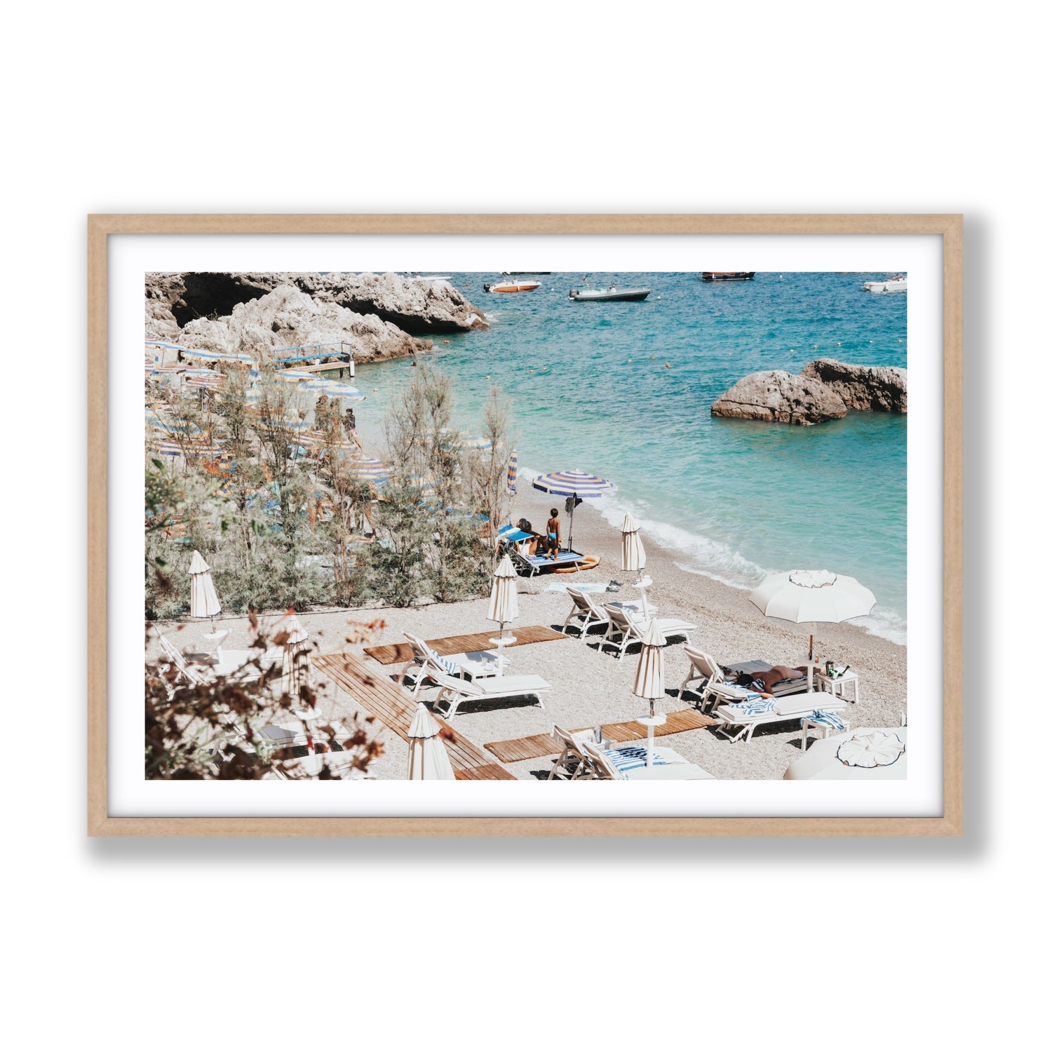 Life Could Be A Dream Amalfi wall art Gallery fine art print in natural oak frame with matboard