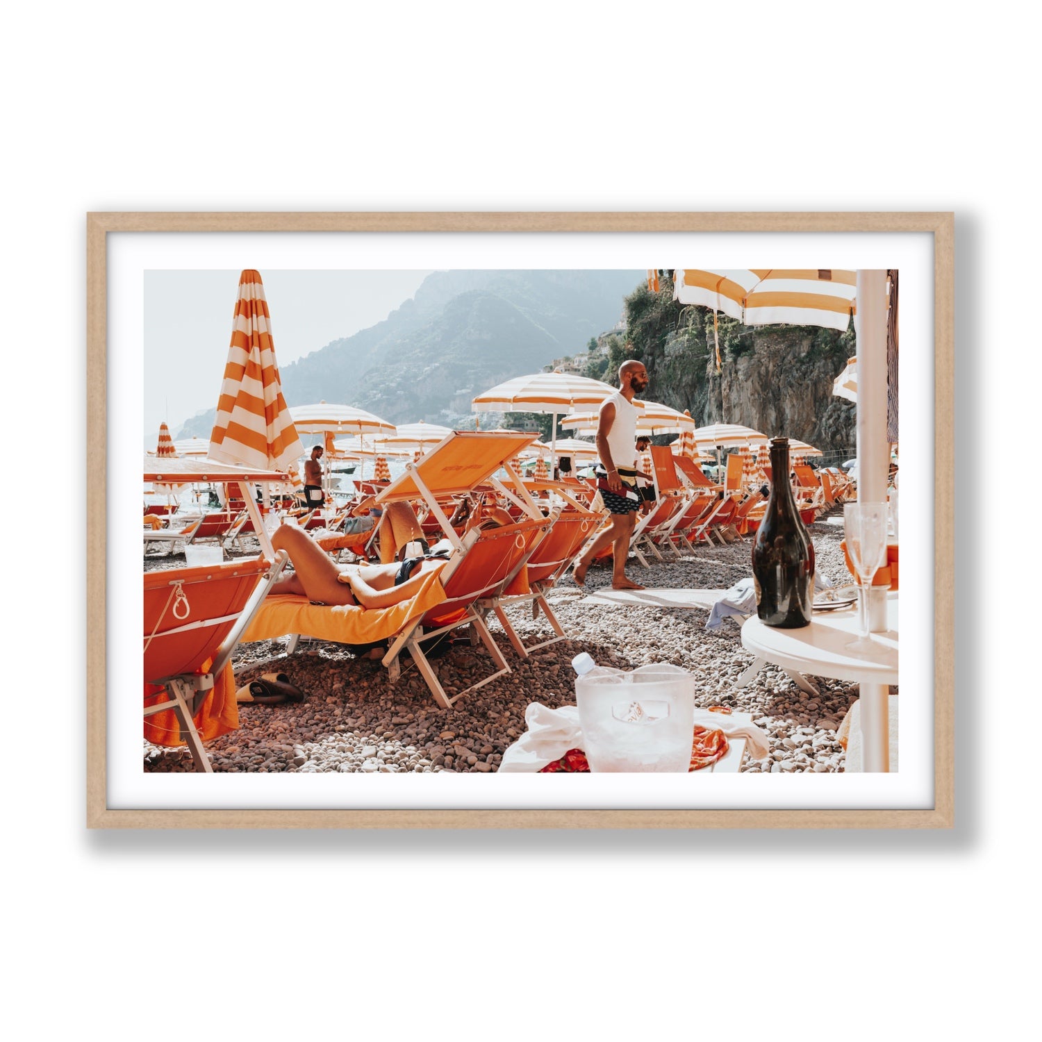 Zesty Shade Positano wall art Gallery fine art print in natural oak frame with matboard