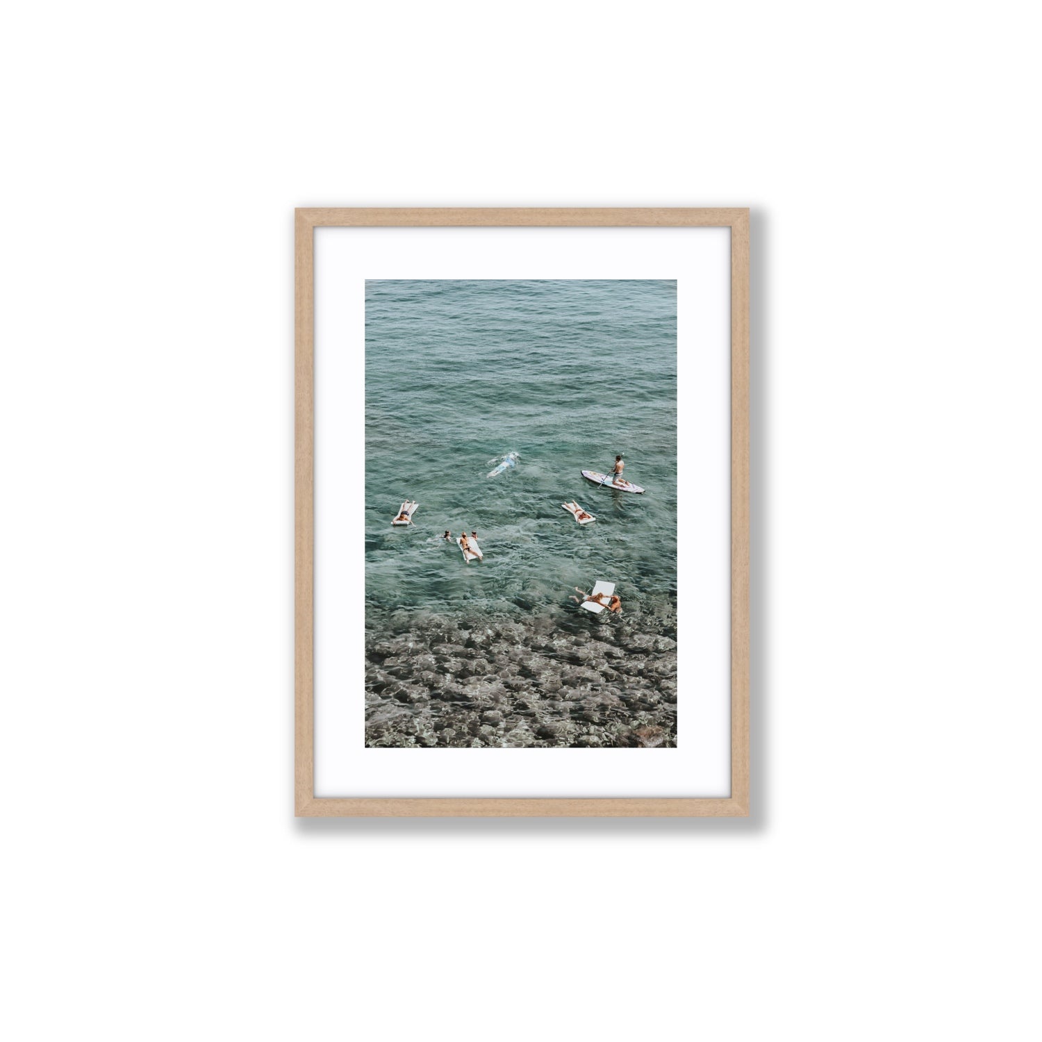 The Big Chill Tuscany coastal Italian wall art Medium fine art print in natural oak frame with matboard