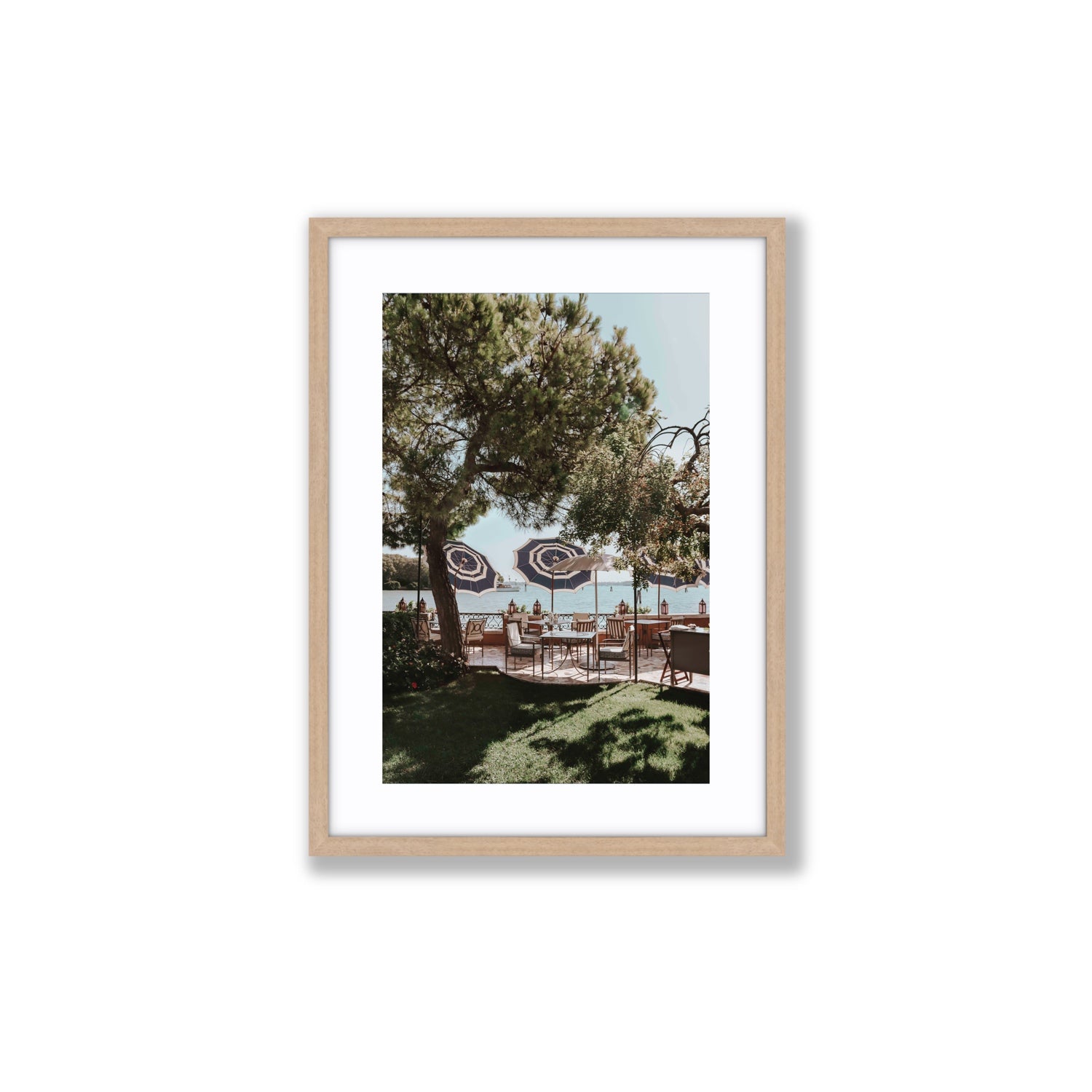 Tranquil Gardens Venice Italian wall art Medium fine art print in natural oak frame with matboard