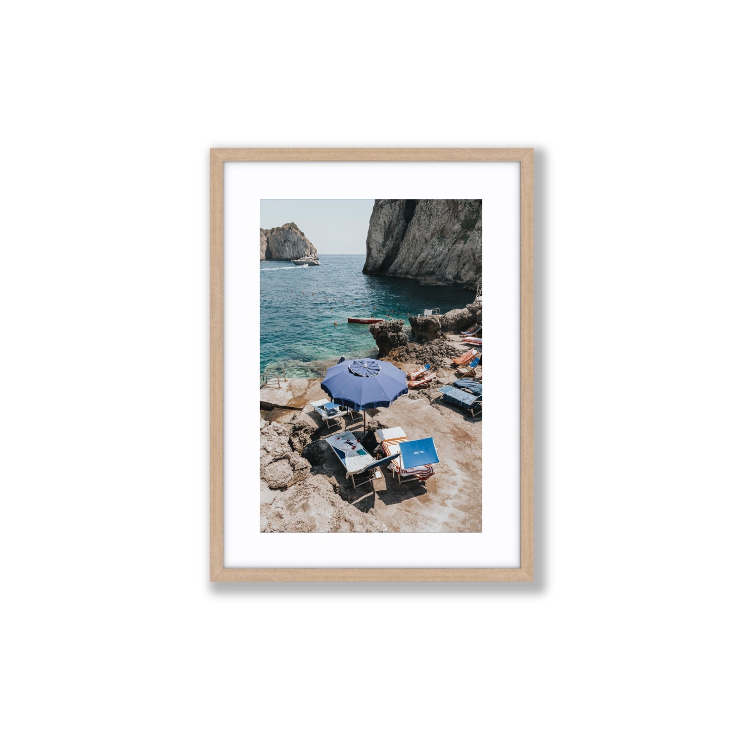 Lonely Loungers fine art print, Capri, Italy, Medium, Natural Oak Frame · Matboard, Fine Art Print