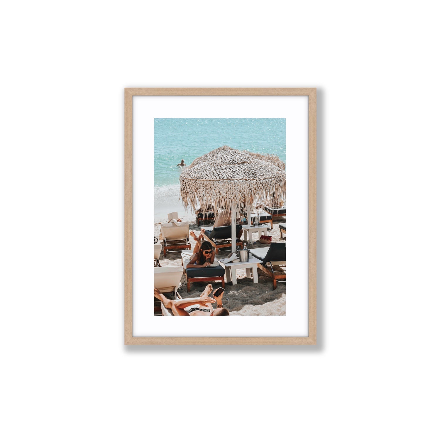In The Zone Mykonos Greek island wall art Medium fine art print in natural oak frame with matboard