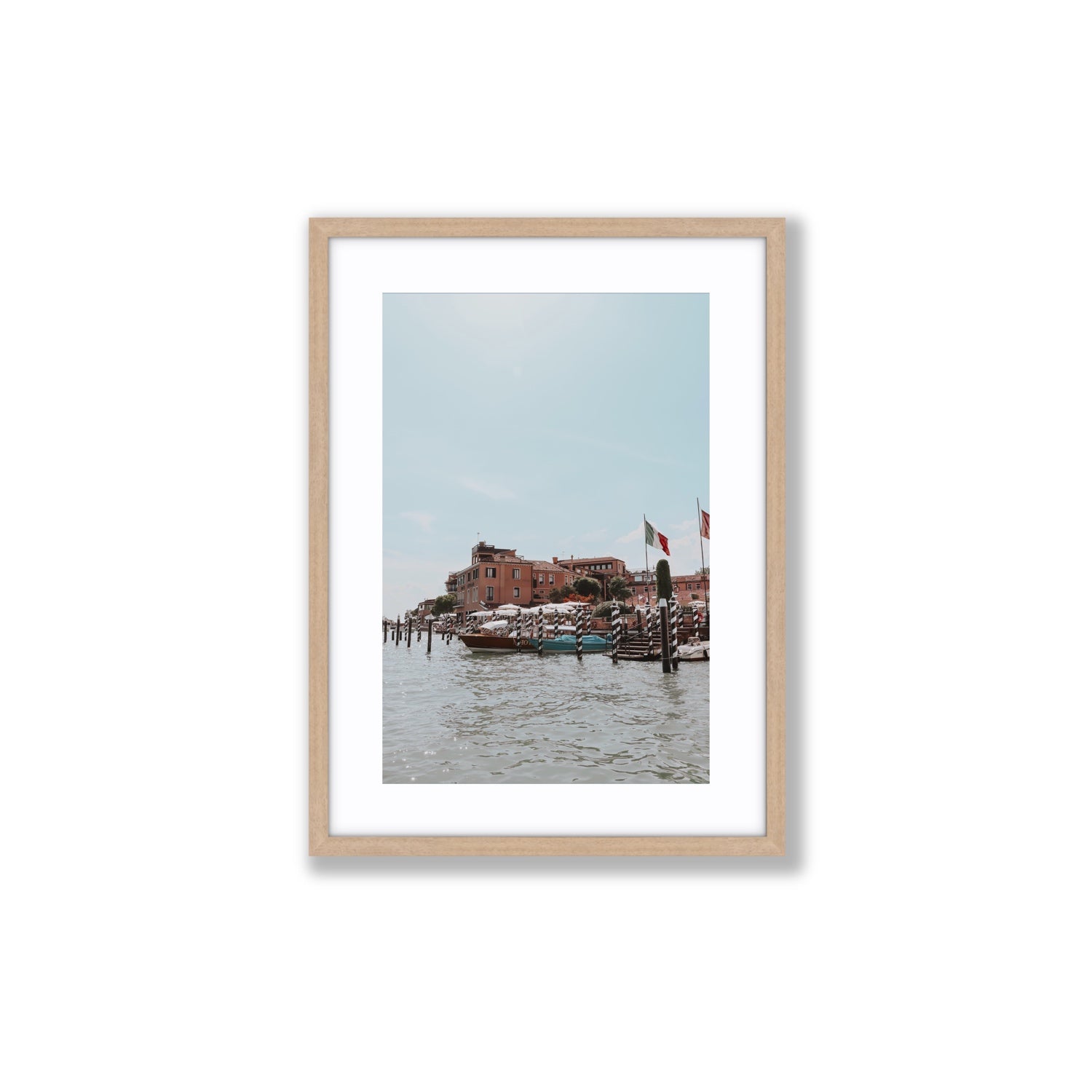 Giudecca Island Venice wall art Medium fine art print in natural oak frame with matboard