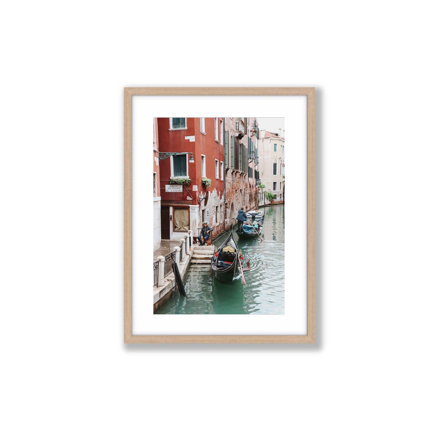 The Merchant Venice Canal Italian wall art Medium fine art print in natural oak frame with matboard