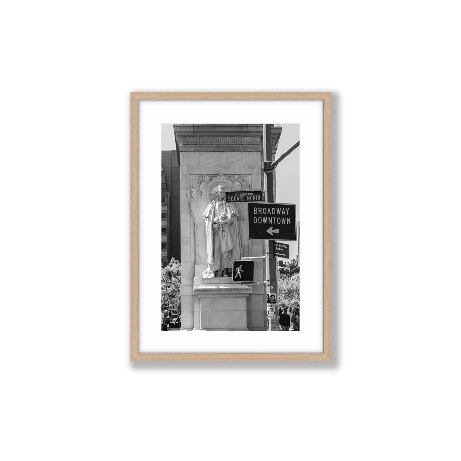Silent Sentinels New York NYC Black & White wall art Medium fine art print in natural oak frame with matboard