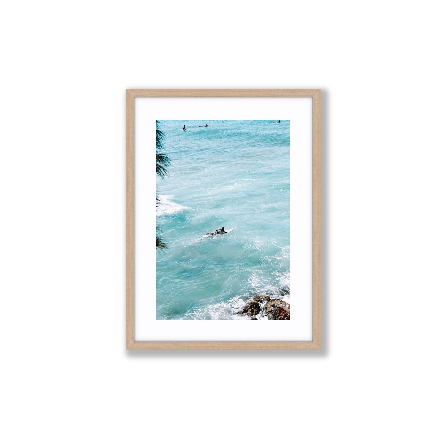 Blue Crush fine art print, Byron Bay, Australia, Medium, Natural Oak Frame · Matboard, Fine Art Print
