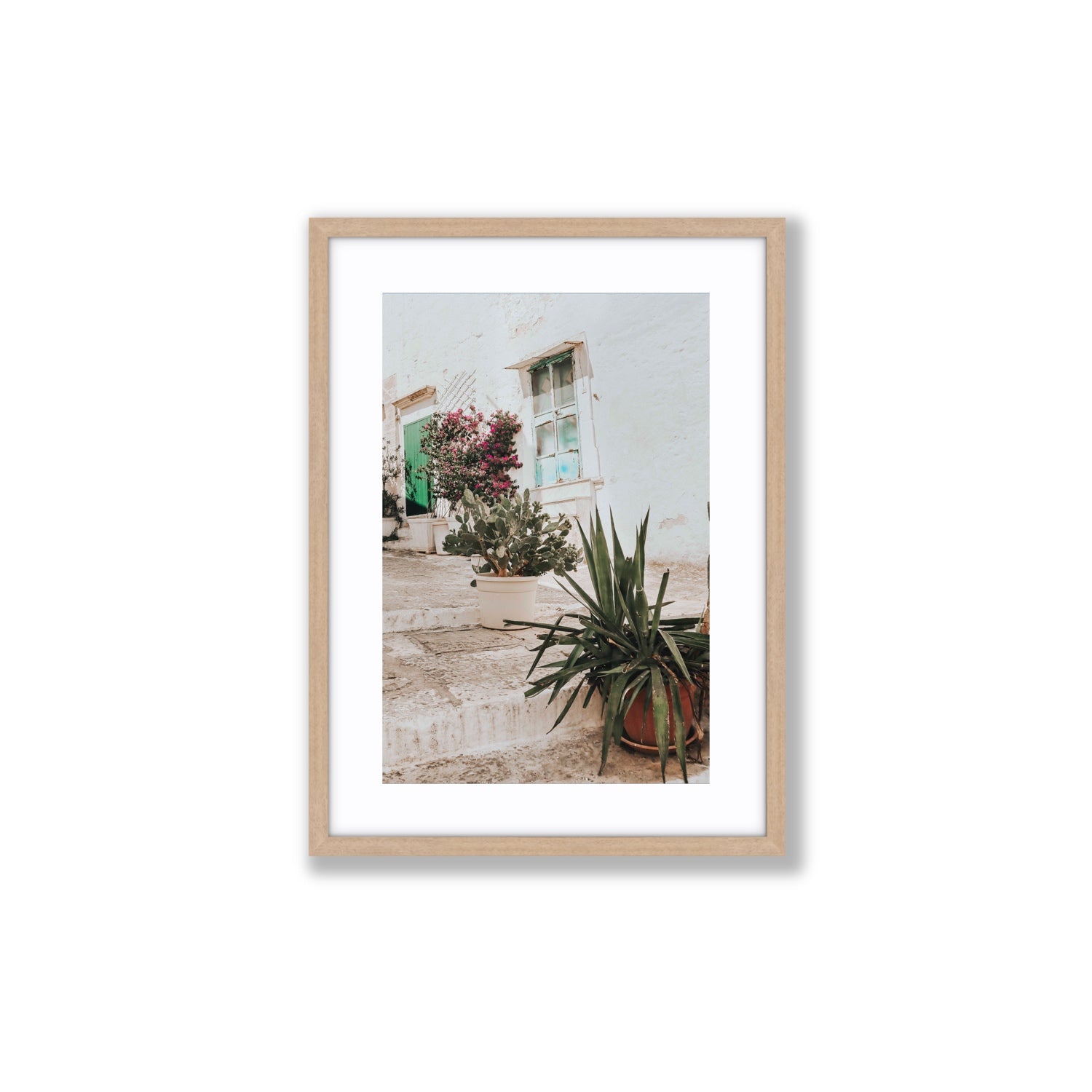 Giardino Segreto Puglia Ostuni wall art Medium fine art print in natural oak frame with matboard