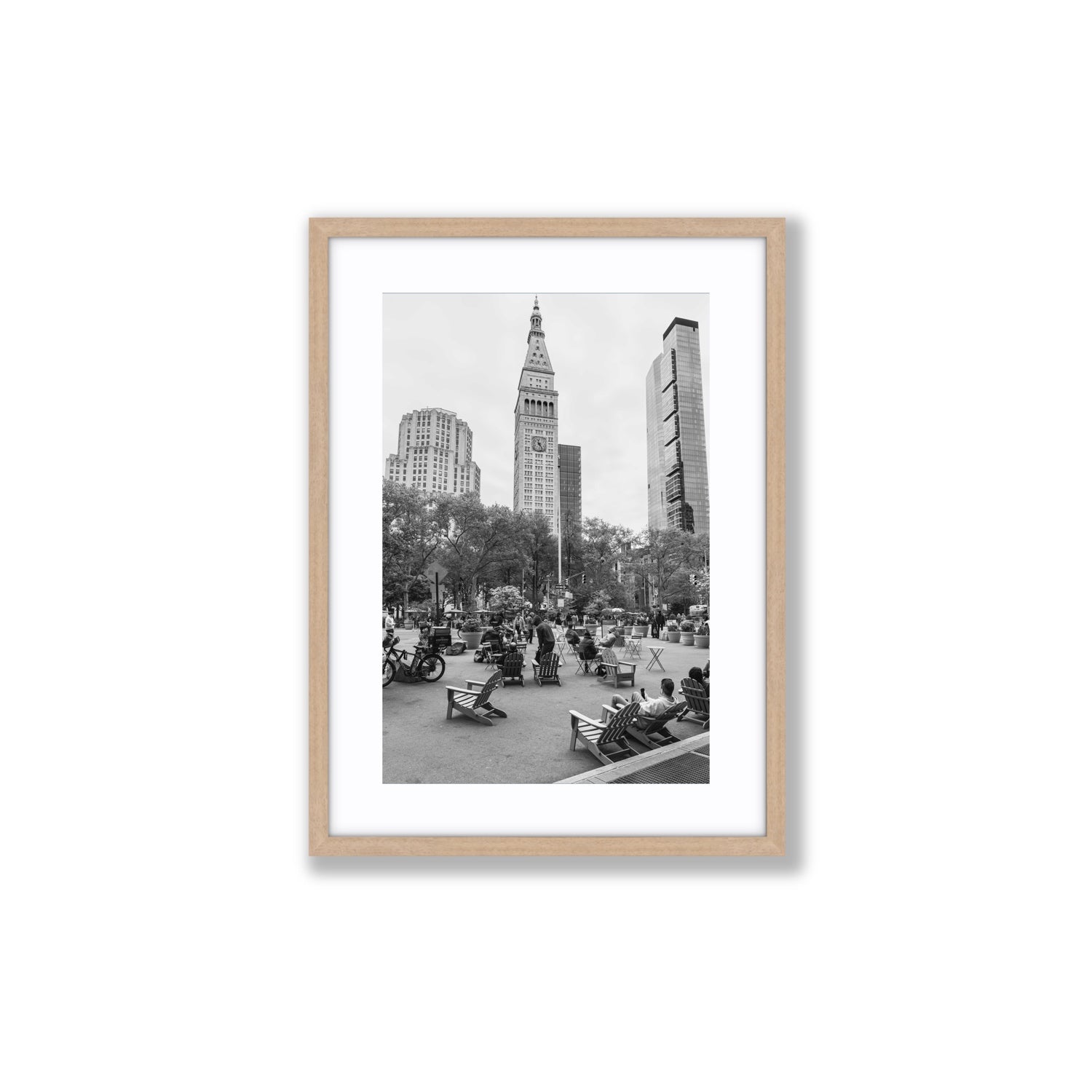 Timeless New York New York NYC Black & White wall art Medium fine art print in natural oak frame with matboard
