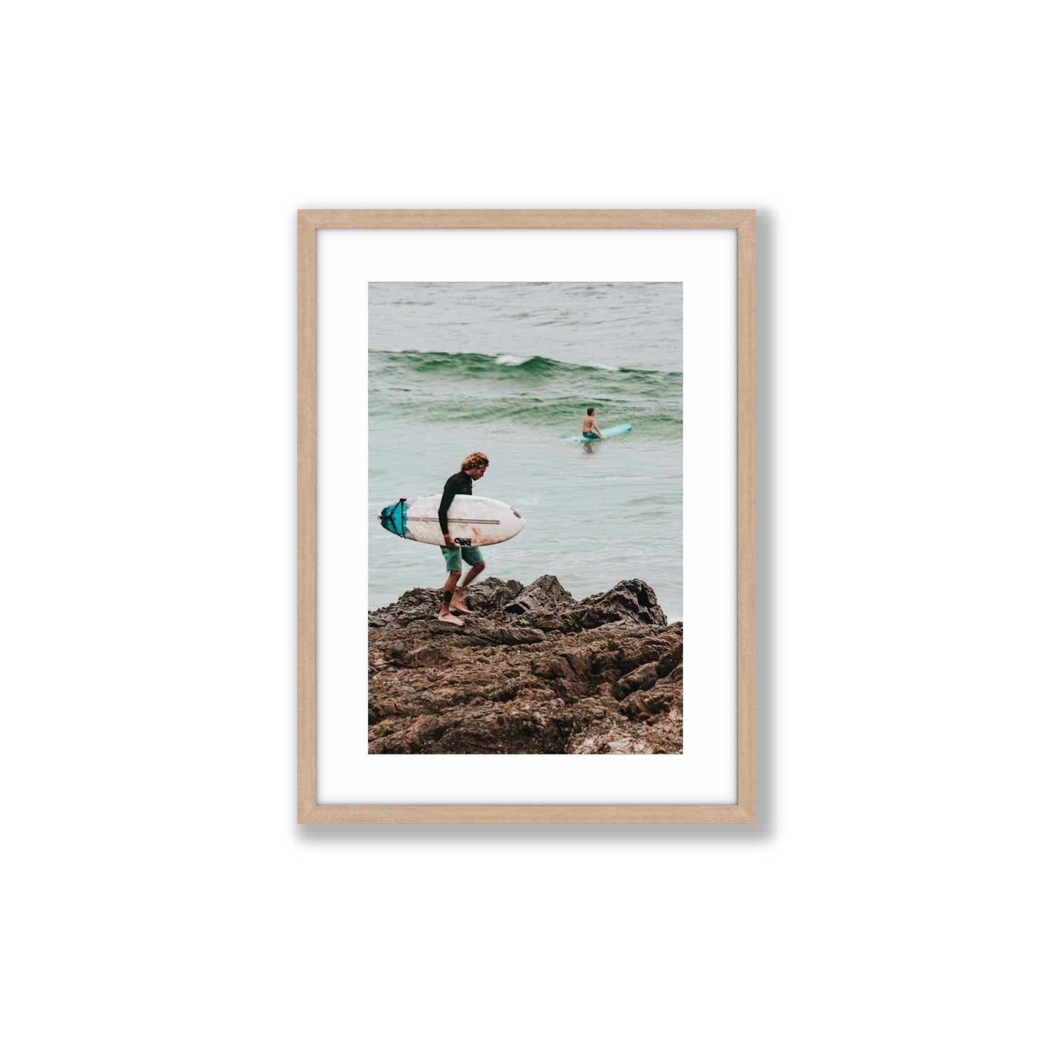 Not All Who Wander Are Lost Byron Bay Surf wall art Medium fine art print in natural oak frame with matboard