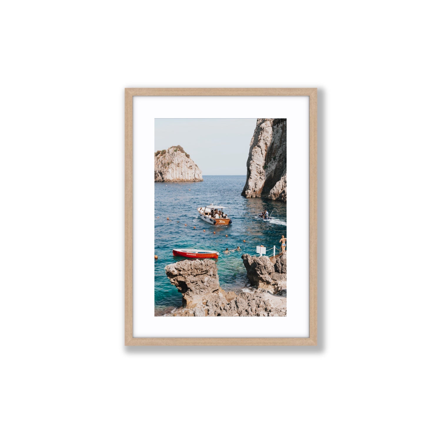 Set Sail fine art print, Capri, Italy, Medium, Natural Oak Frame · Matboard, Fine Art Print