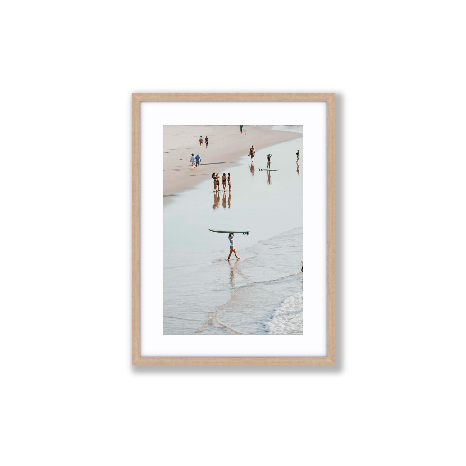 Bailey Byron Bay beach coastal decor wall art Medium fine art print in natural oak frame with matboard