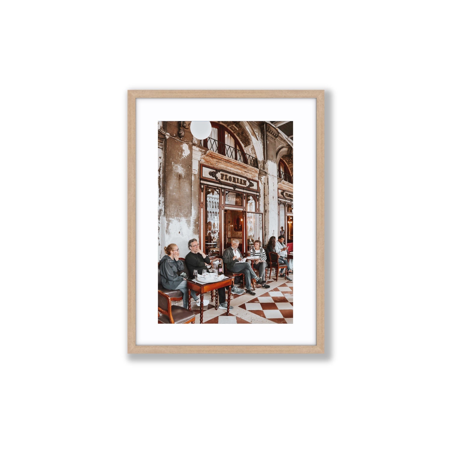 Tea Room Venice Italian wall art Medium fine art print in natural oak frame with matboard