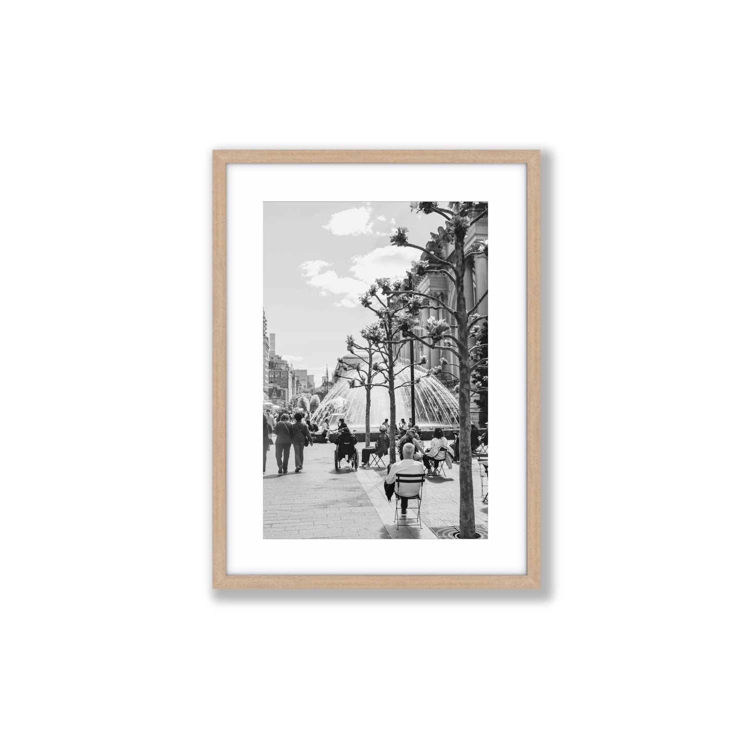 Luminary Noir New York NYC Black & White wall art Medium fine art print in natural oak frame with matboard