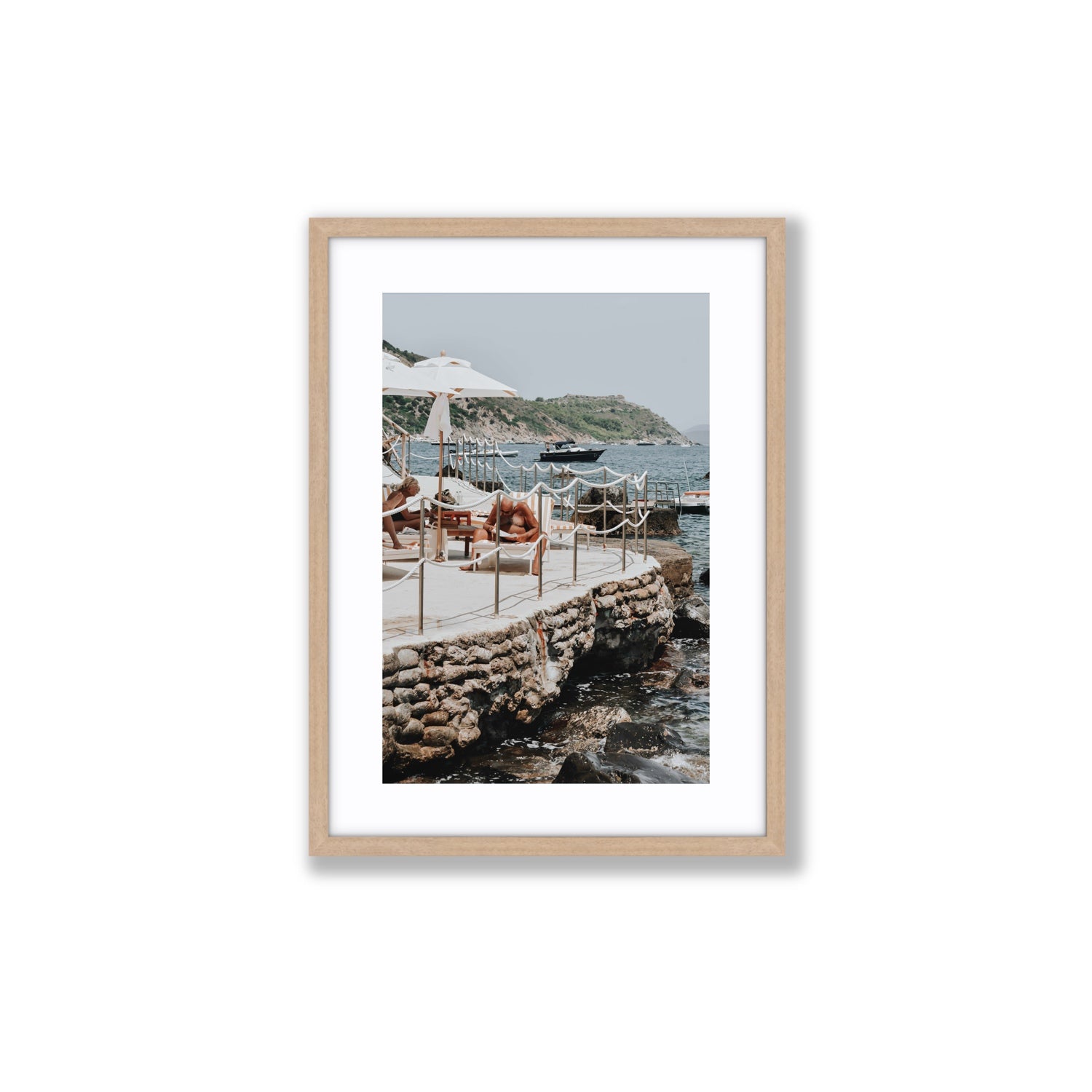 Nonno e Nonna Tuscany coastal Italian wall art Medium fine art print in natural oak frame with matboard