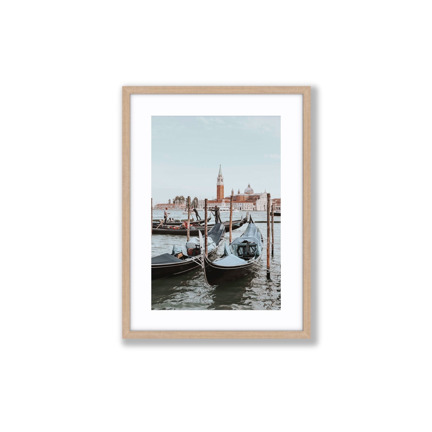 Italian Commute Venice Italian Mediterranean decor wall art Medium fine art print in natural oak frame with matboard