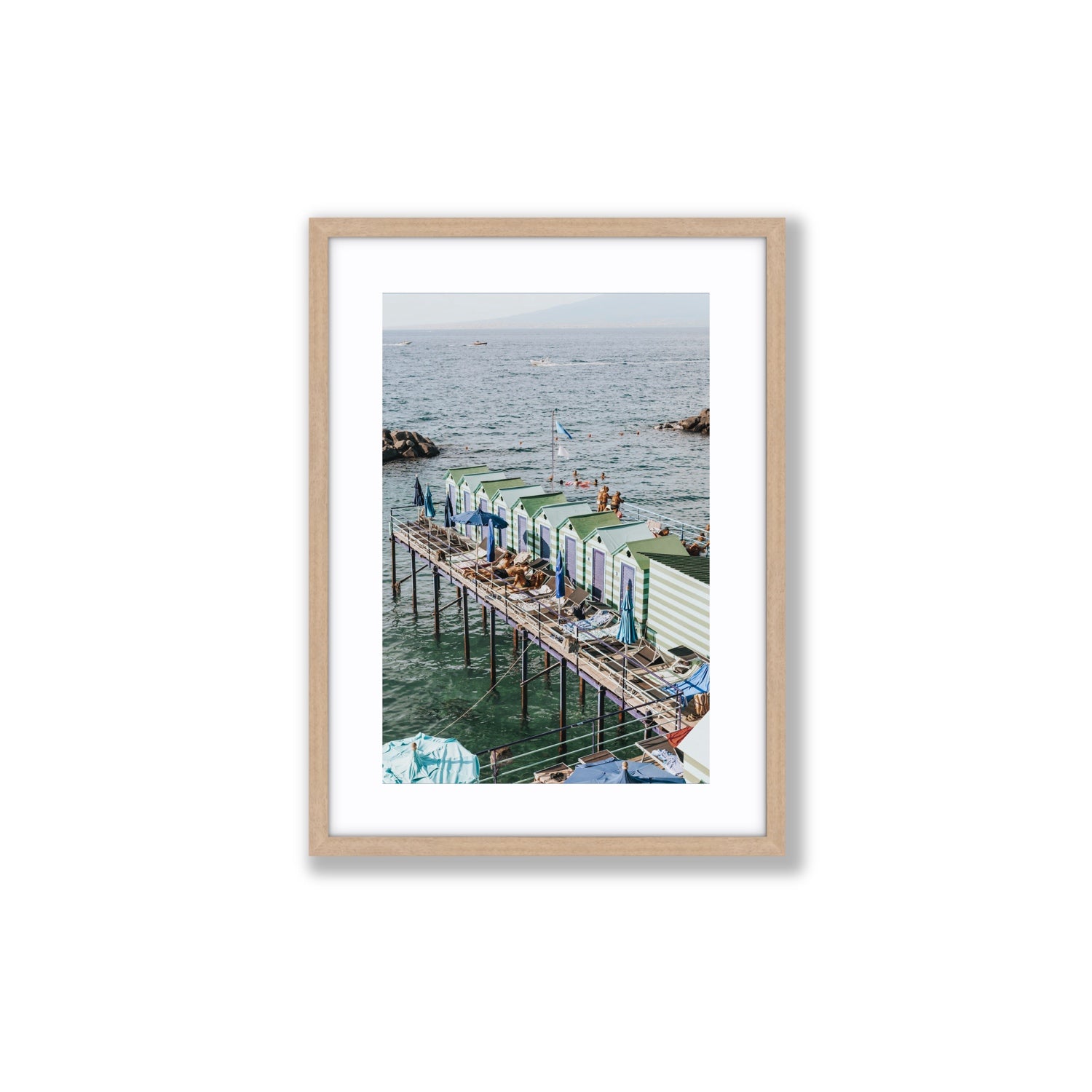 Cabine da Spiaggia fine art print, Sorrento, Italy, Medium, Natural Oak Frame · Matboard, Fine Art Print