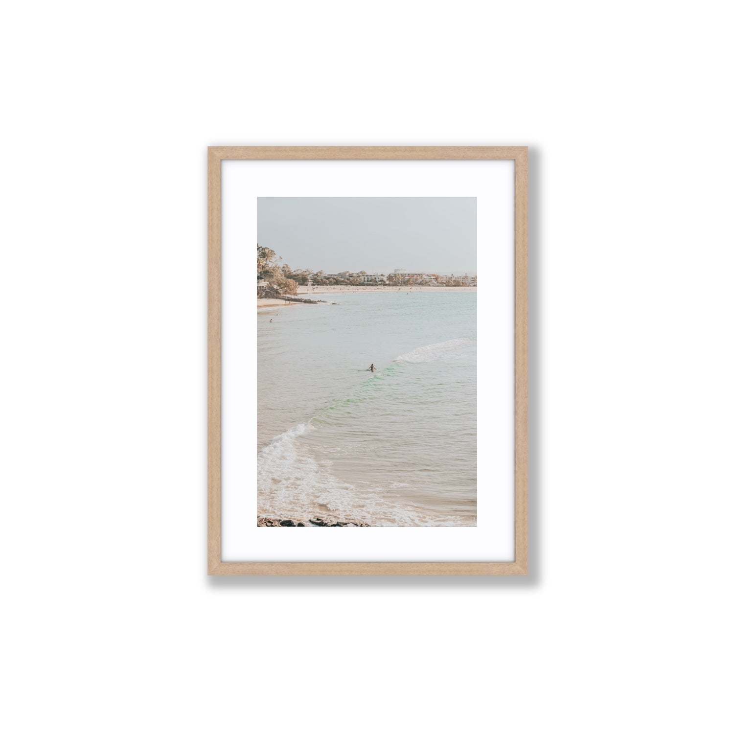 Salt Reverie fine art print, Noosa, Australia, coastal scenes artwork, Medium, Natural Oak Frame · Matboard, Fine Art Print