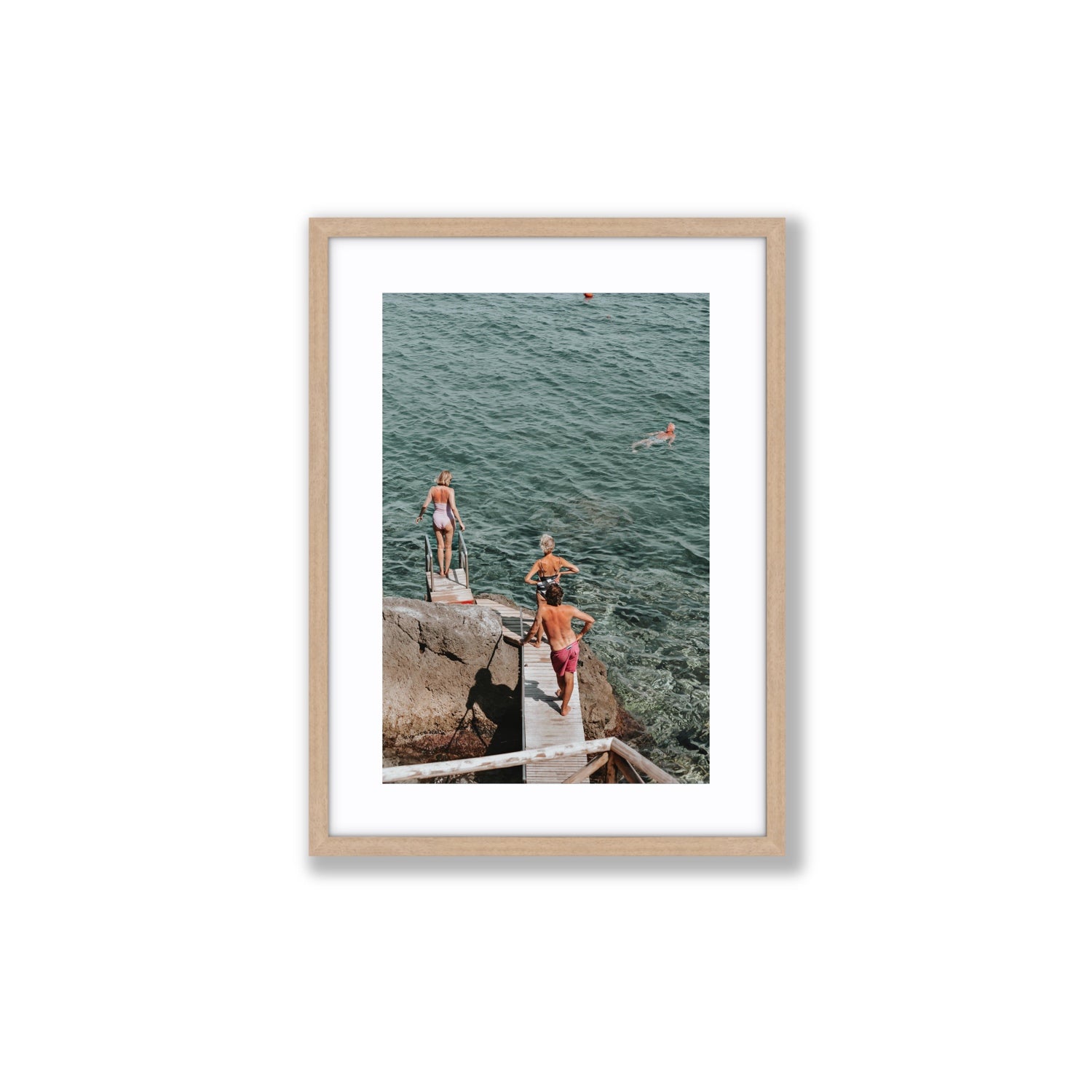 Freewheeling Spirit Tuscany coastal Italian wall art Medium fine art print in natural oak frame with matboard