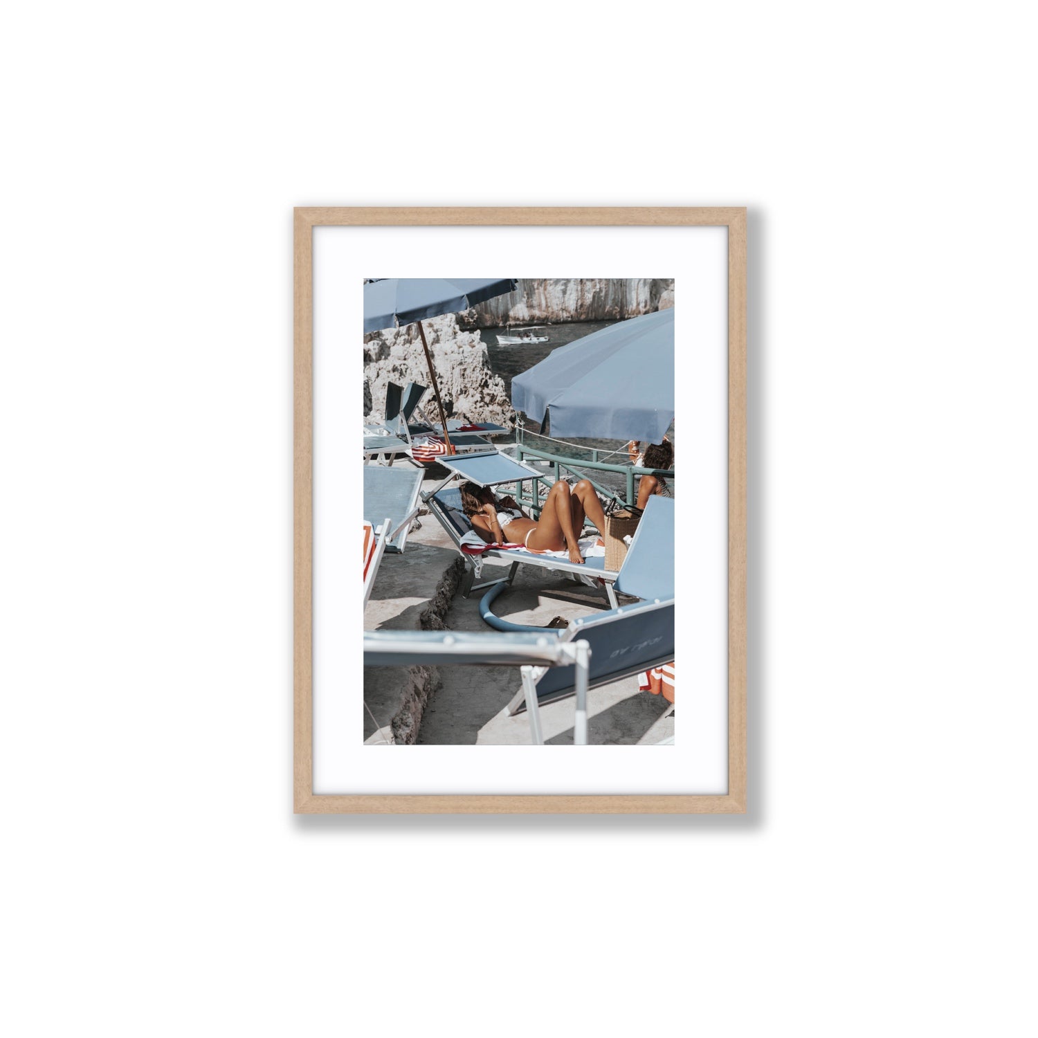 Beach Babe fine art print, Capri, Italy, Medium, Natural Oak Frame · Matboard, Fine Art Print