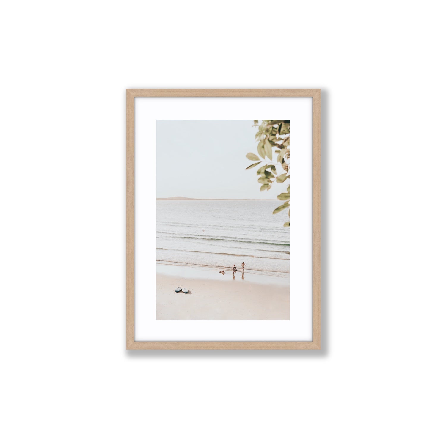 Walking On Sunshine fine art print, Noosa, Australia, coastal scenes artwork, Medium, Natural Oak Frame · Matboard, Fine Art Print