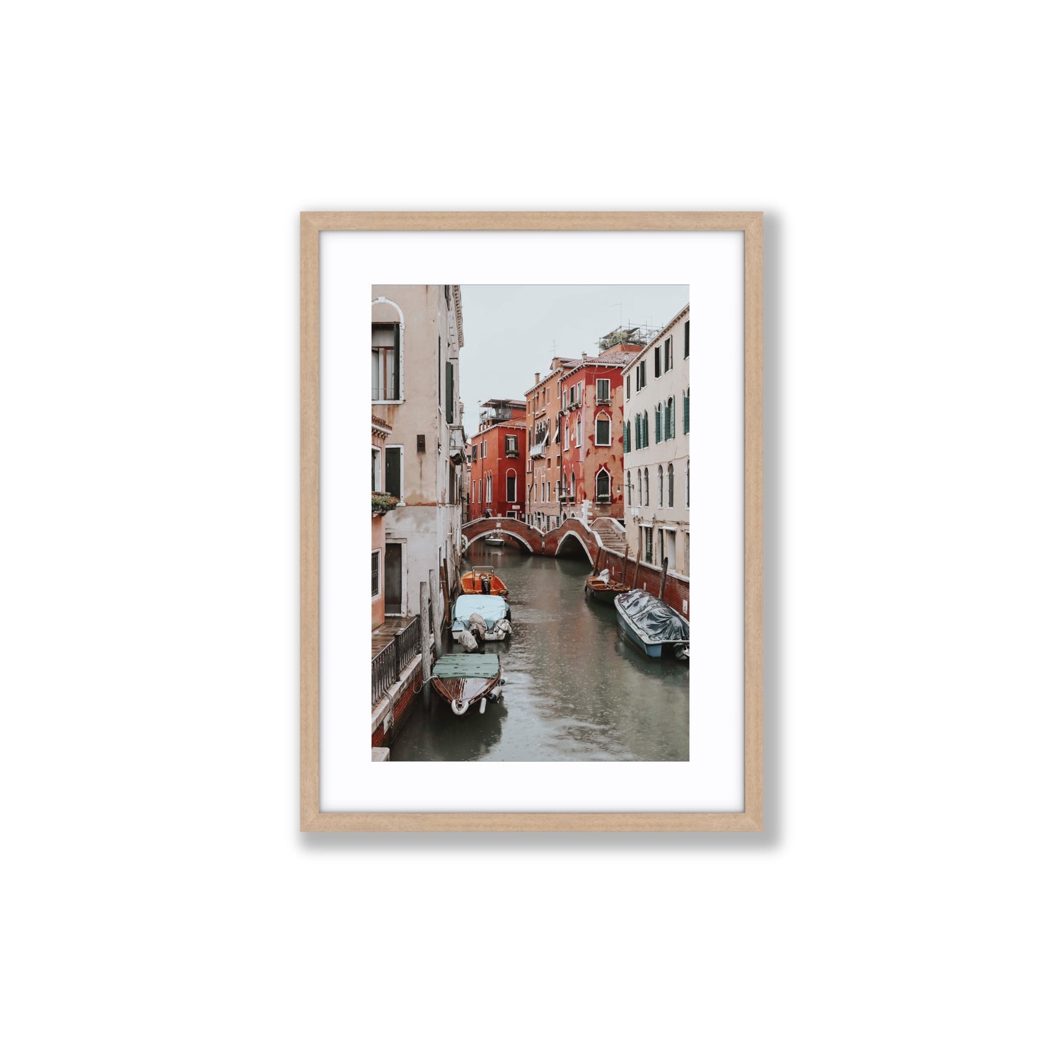 City of Water Venice Italian Mediterranean decor wall art Medium fine art print in natural oak frame with matboard