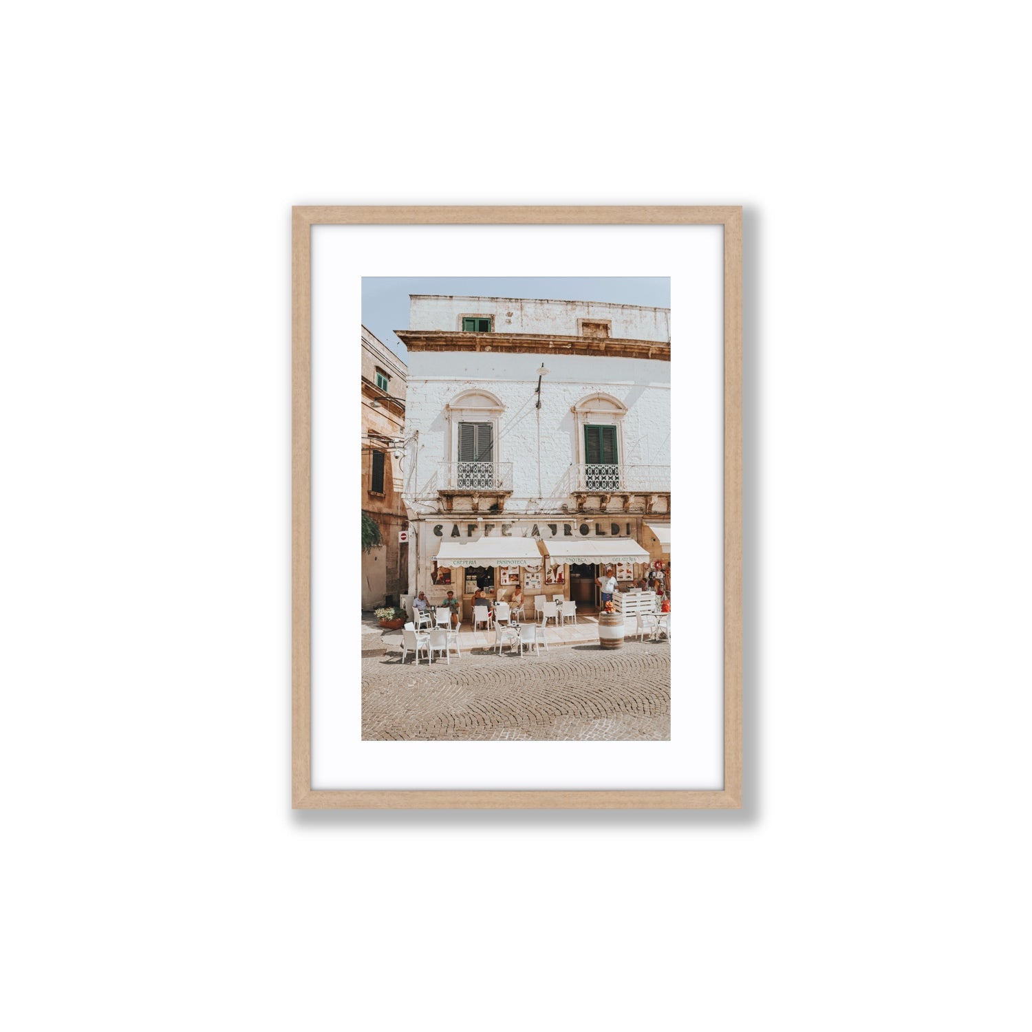 L'Ora di Pranzo Puglia L’Ora di Pranzo Italian art print Medium fine art print in natural oak frame with matboard