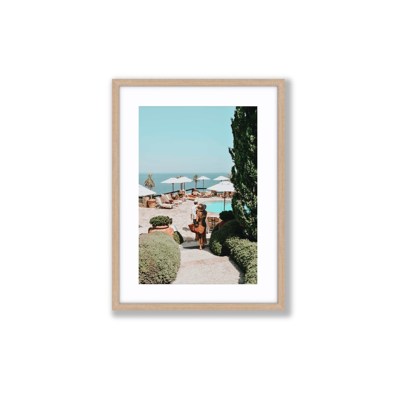 The World Is Your Catwalk Tuscany coastal wall art Medium fine art print in natural oak frame with matboard
