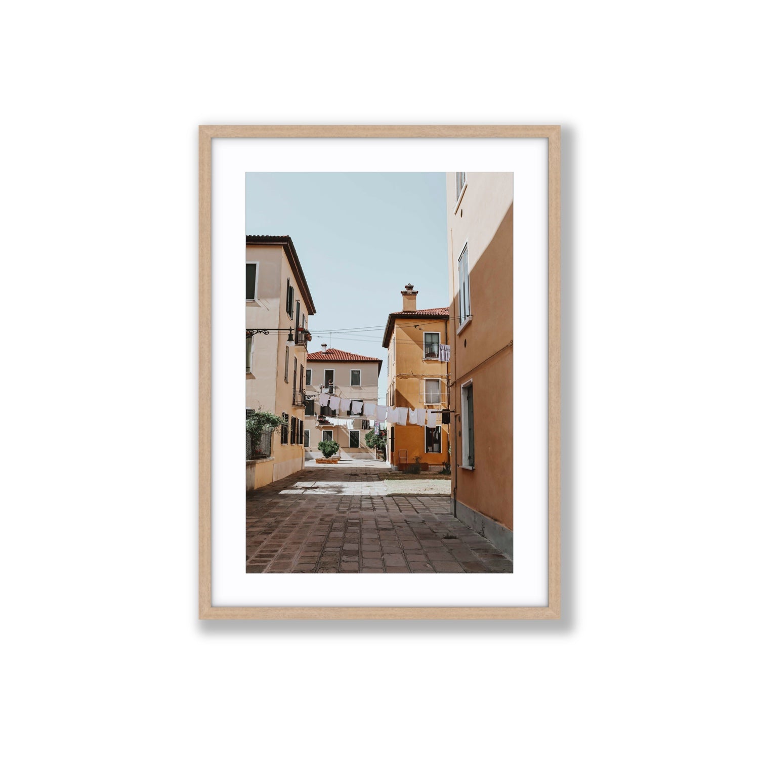 Terraferma Venice Italian wall art Large fine art print in natural oak frame with matboard