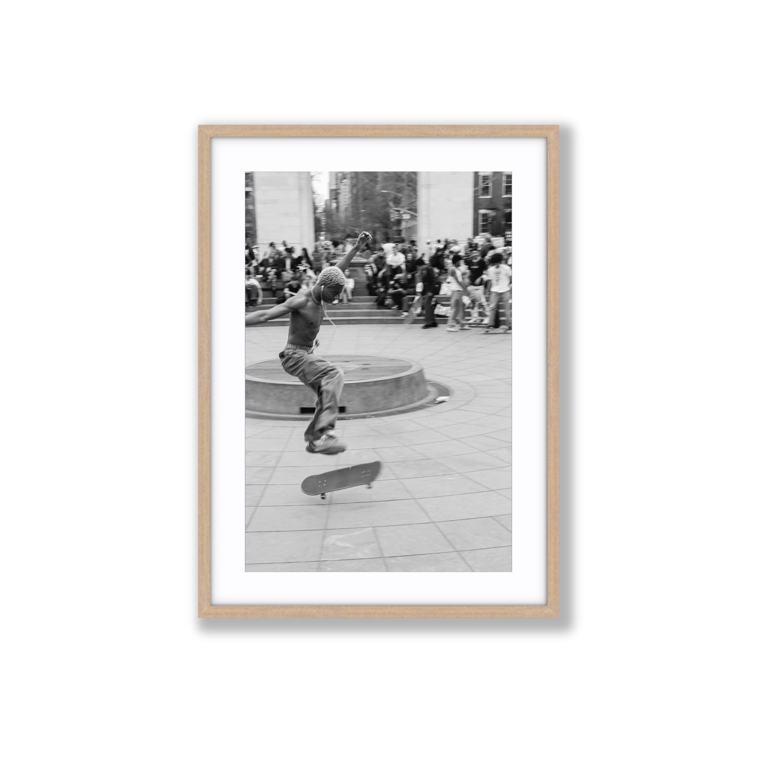 Airborne Rhythms New York NYC Black & White wall art Large fine art print in natural oak frame with matboard