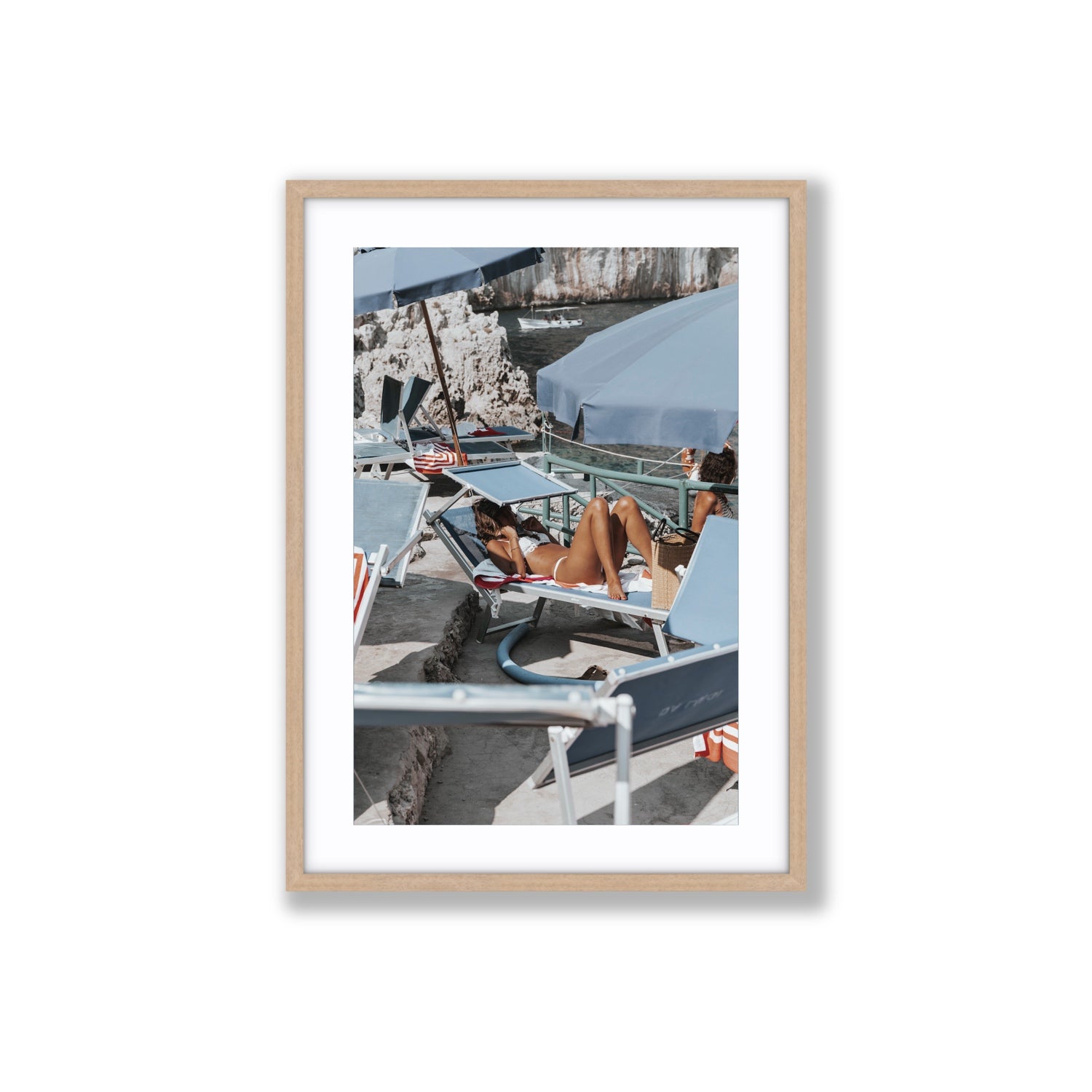 Beach Babe fine art print, Capri, Italy, Large, Natural Oak Frame · Matboard, Fine Art Print