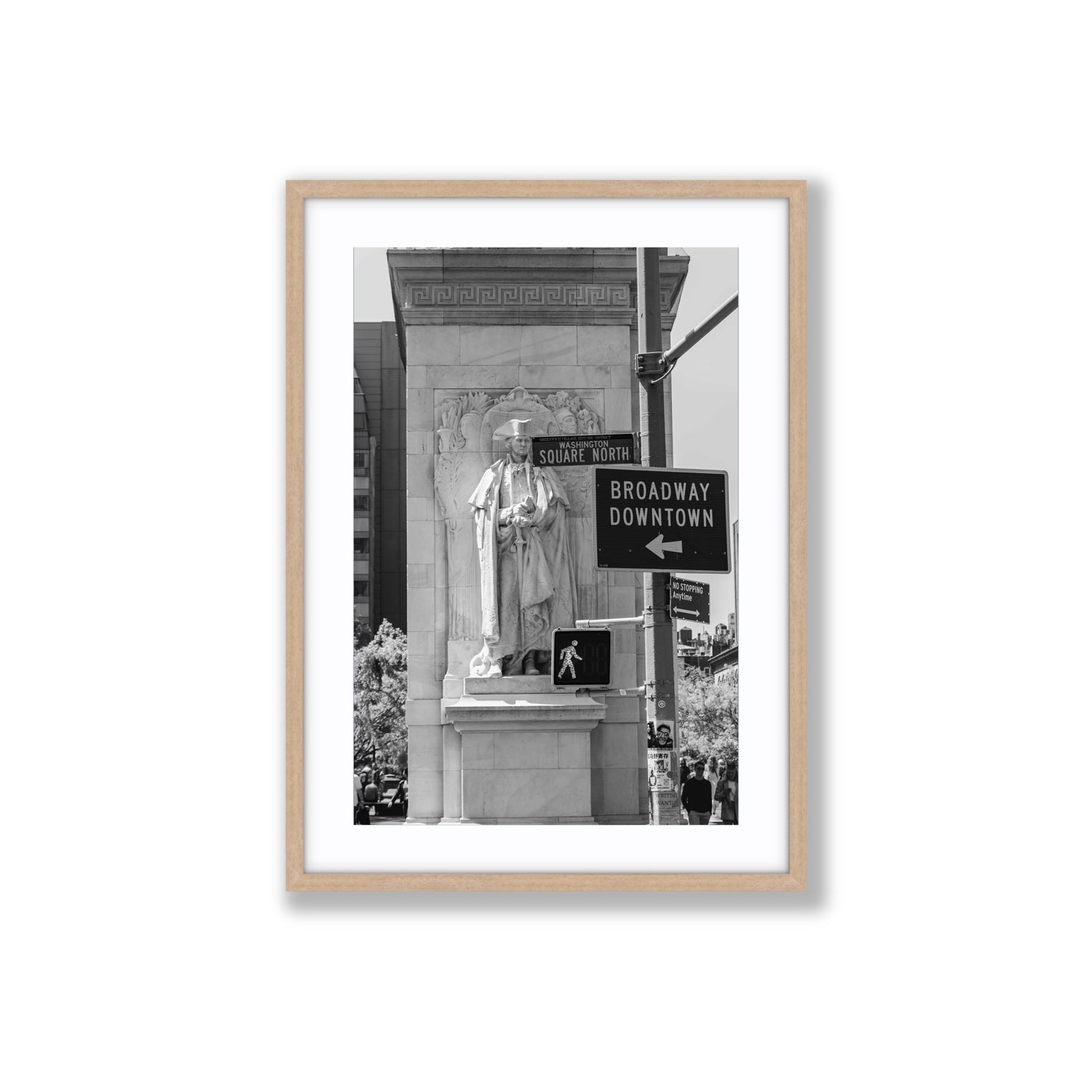 Silent Sentinels New York NYC Black & White wall art Large fine art print in natural oak frame with matboard