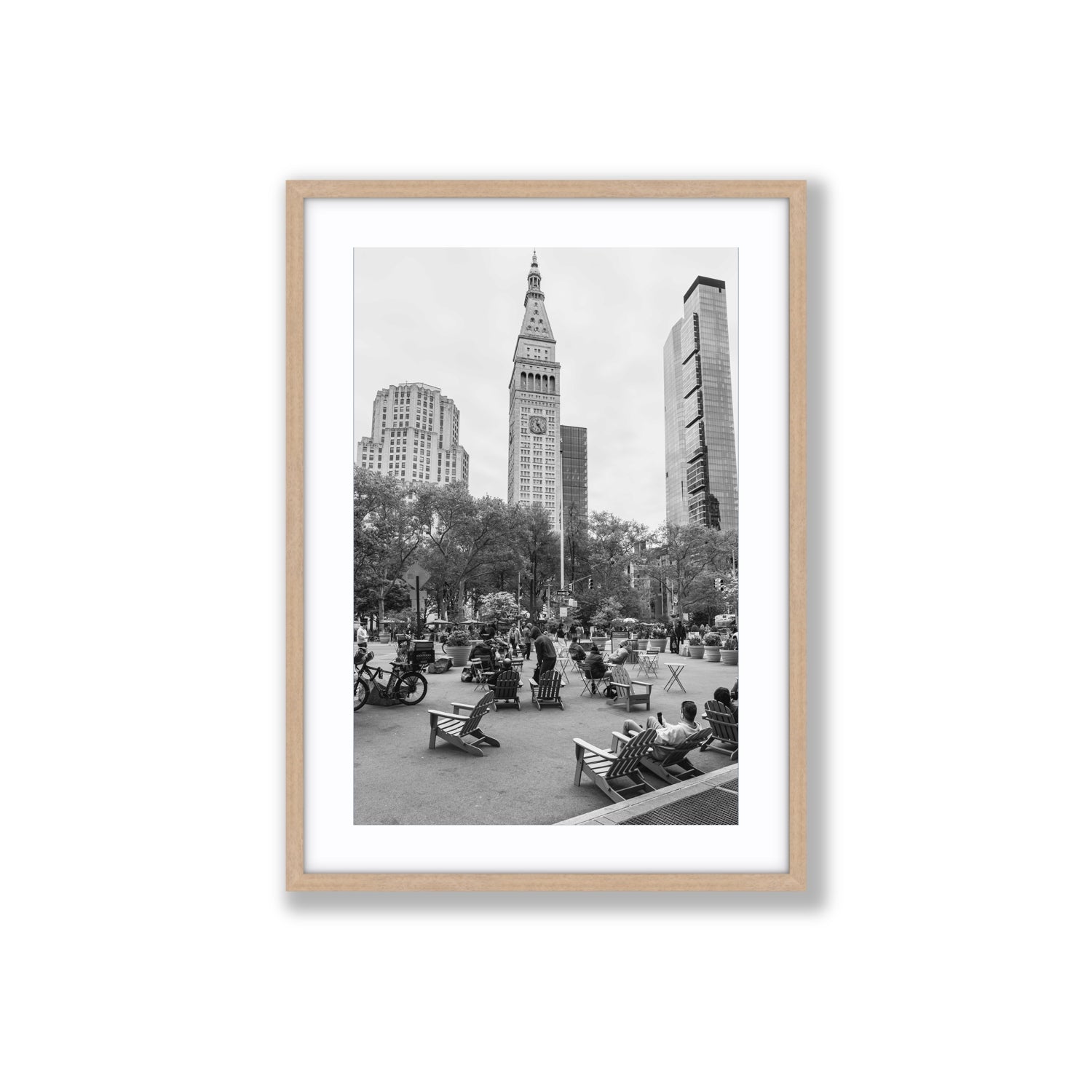 Timeless New York New York NYC Black & White wall art Large fine art print in natural oak frame with matboard
