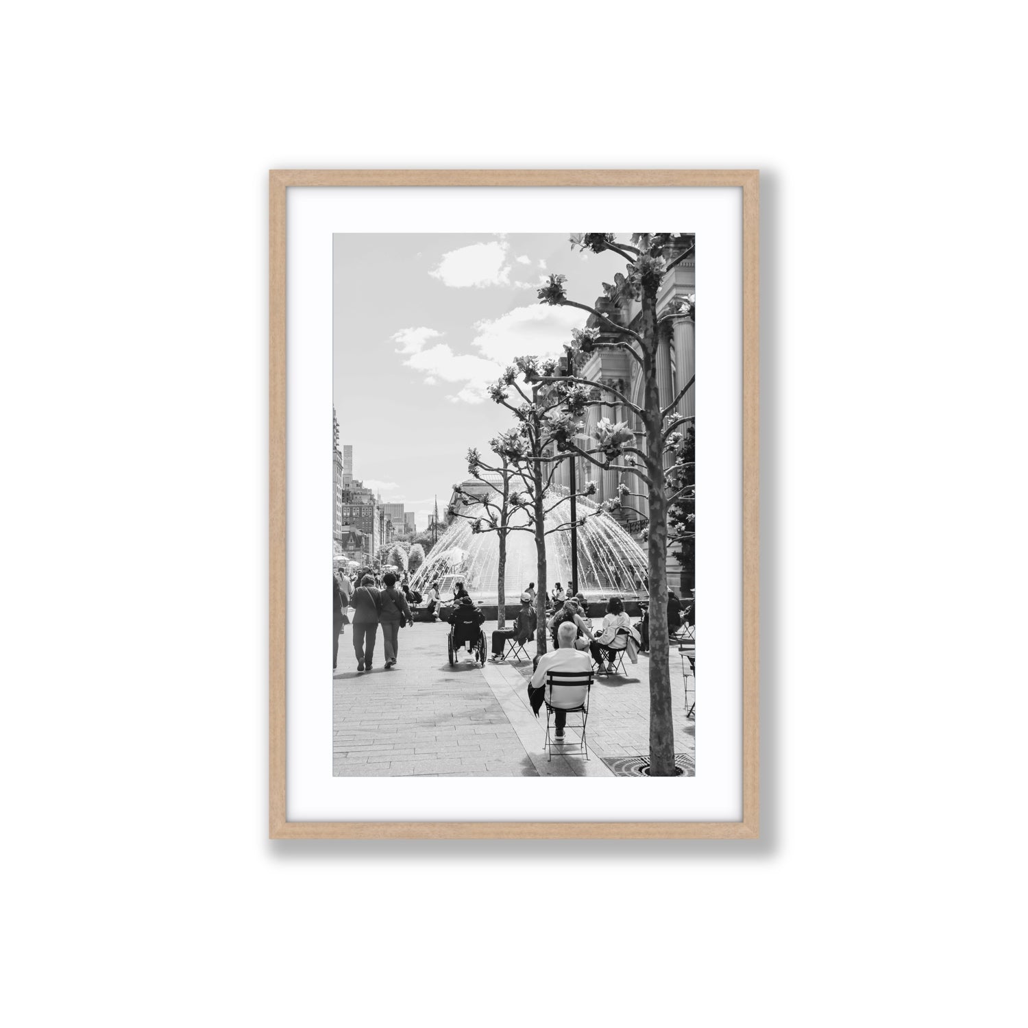 Luminary Noir New York NYC Black & White wall art Large fine art print in natural oak frame with matboard