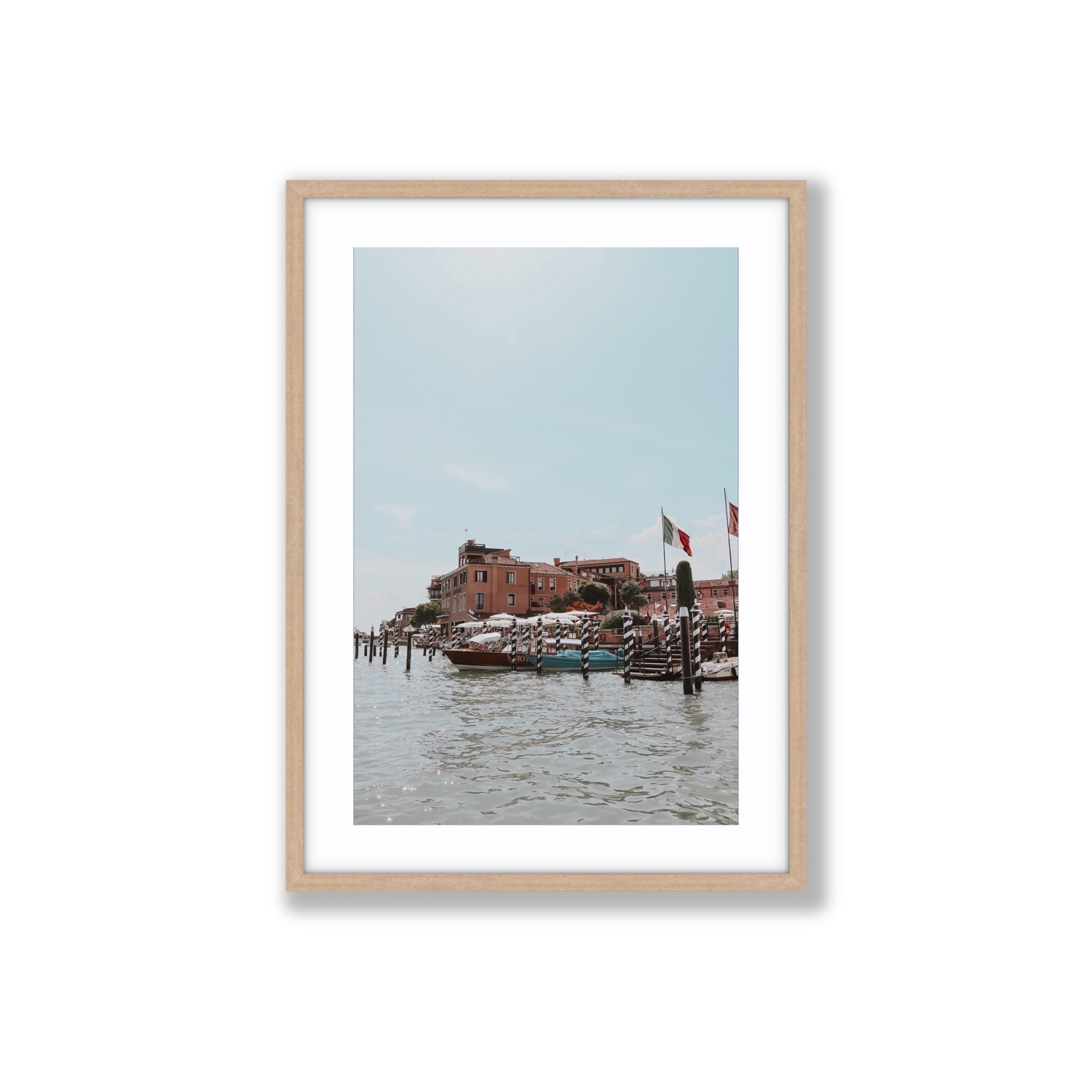 Giudecca Island Venice wall art Large fine art print in natural oak frame with matboard