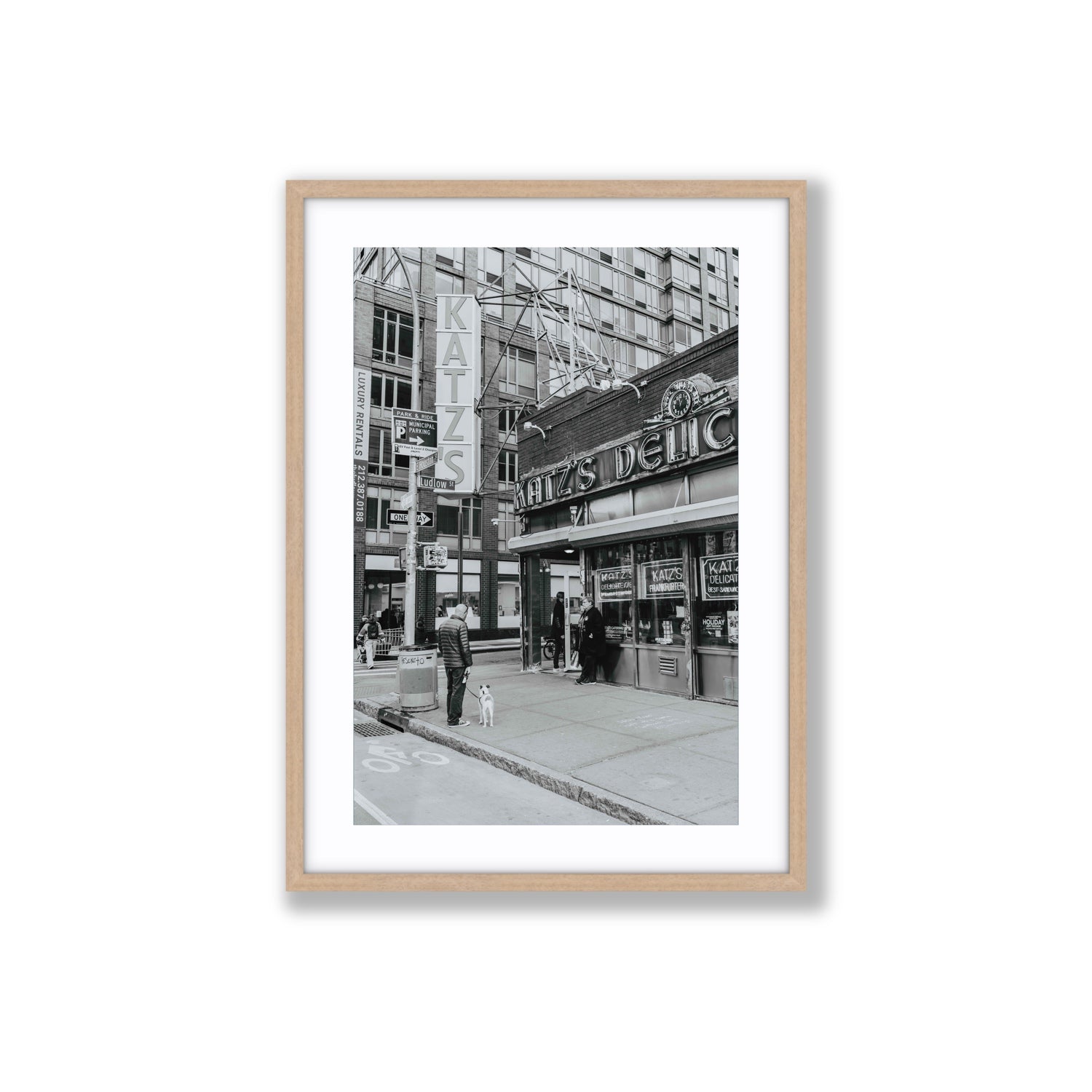 Graphite Gotham New York NYC Black & White wall art Large fine art print in natural oak frame with matboard