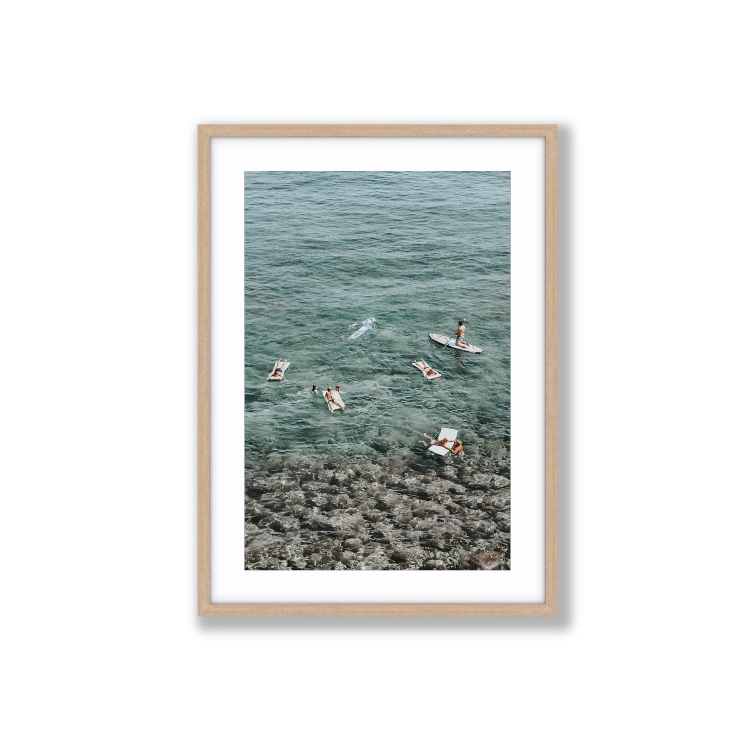 The Big Chill Tuscany coastal Italian wall art Large fine art print in natural oak frame with matboard