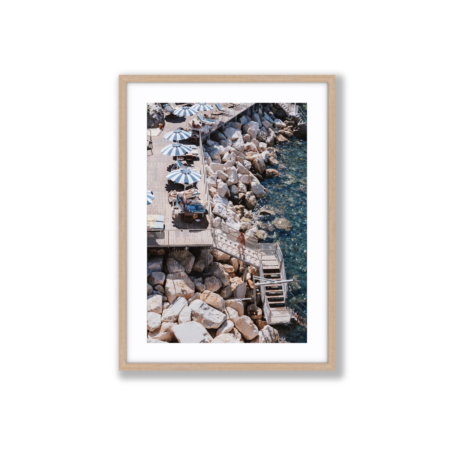 Life On The Shore fine art print, Ischia, Italy, Large, Natural Oak Frame · Matboard, Fine Art Print