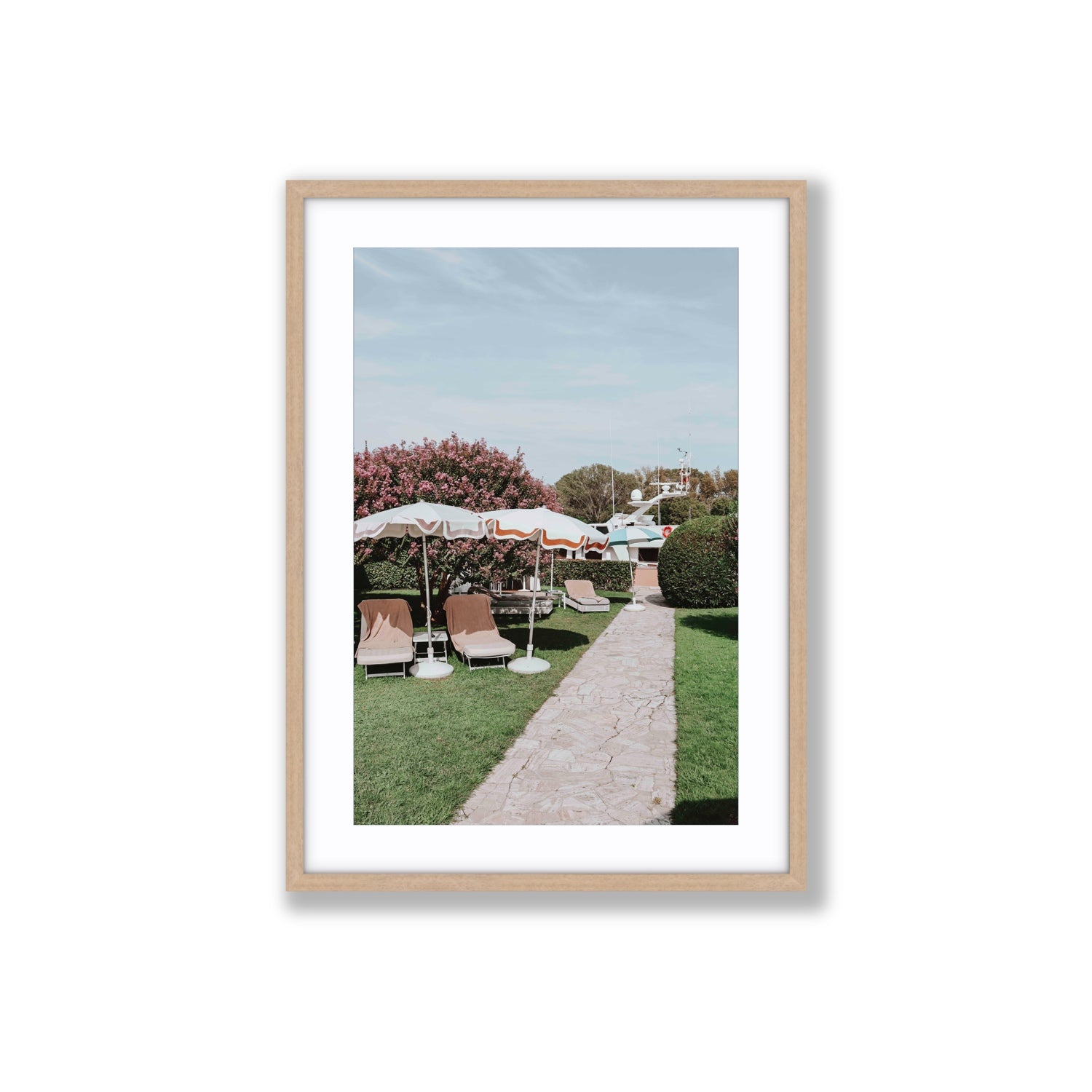 A Bellini Awaits Venice Italian wall art Large fine art print in natural oak frame with matboard