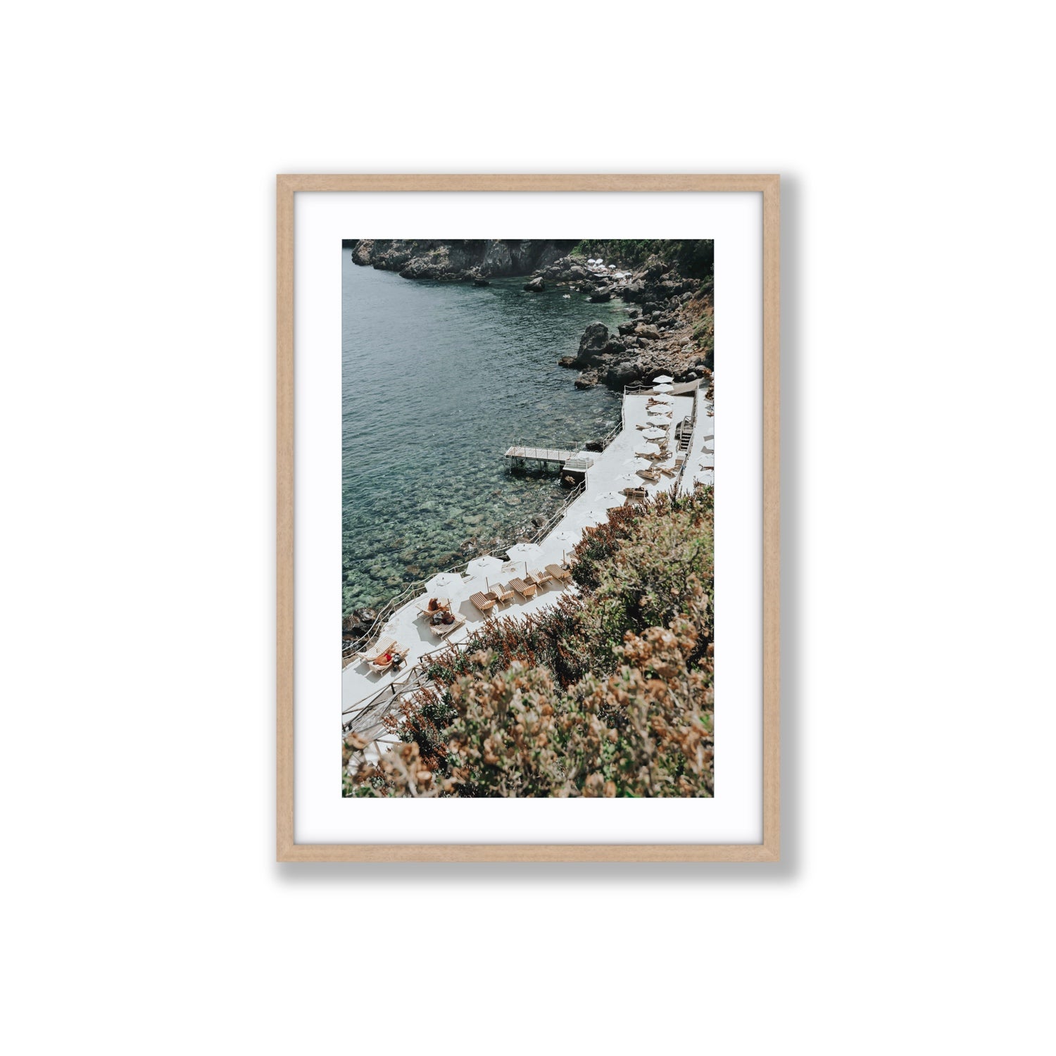 Go Beyond The Postcard Tuscany coastal wall art Large fine art print in natural oak frame with matboard