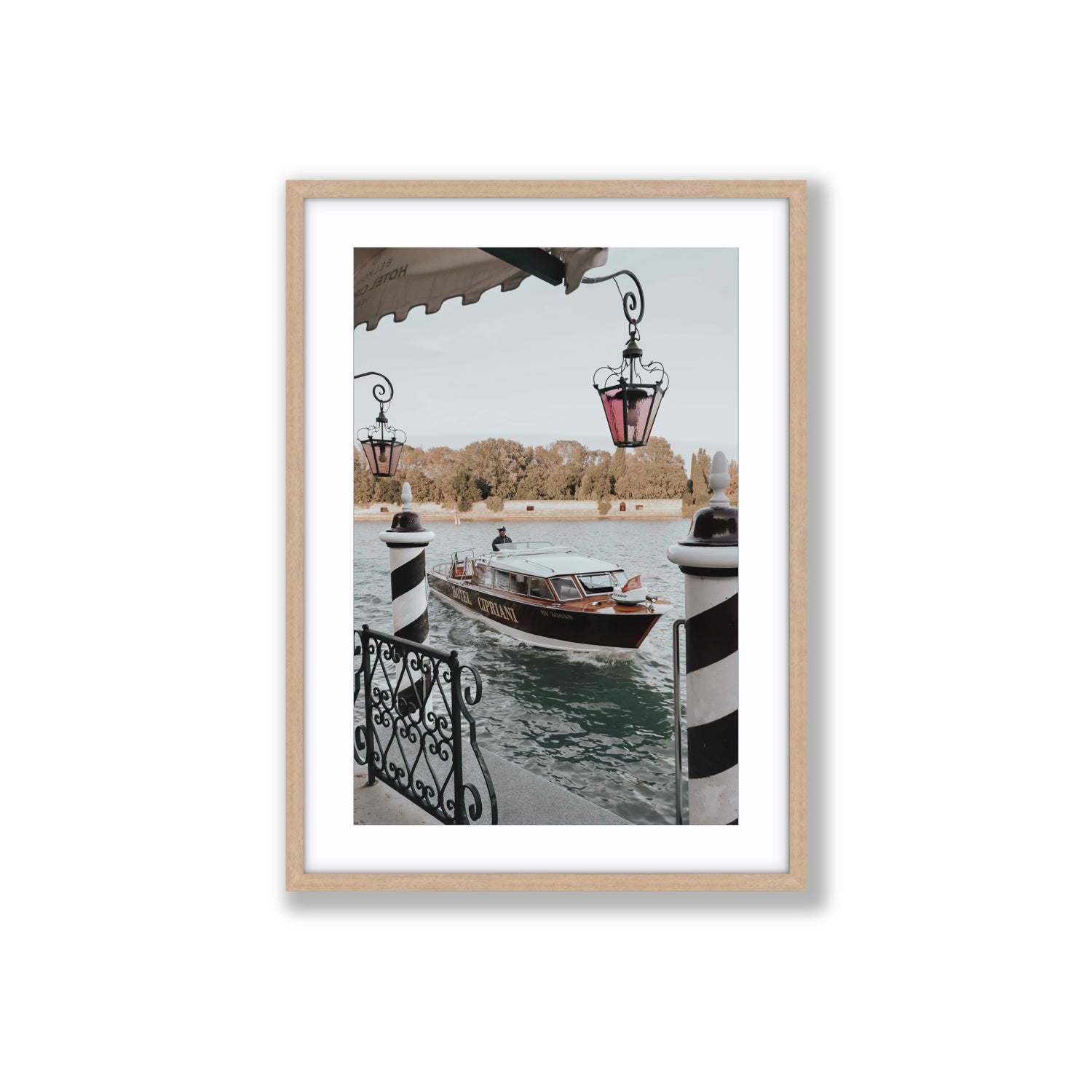 Taxi Shuttle Venice wall art Large fine art print in natural oak frame with matboard