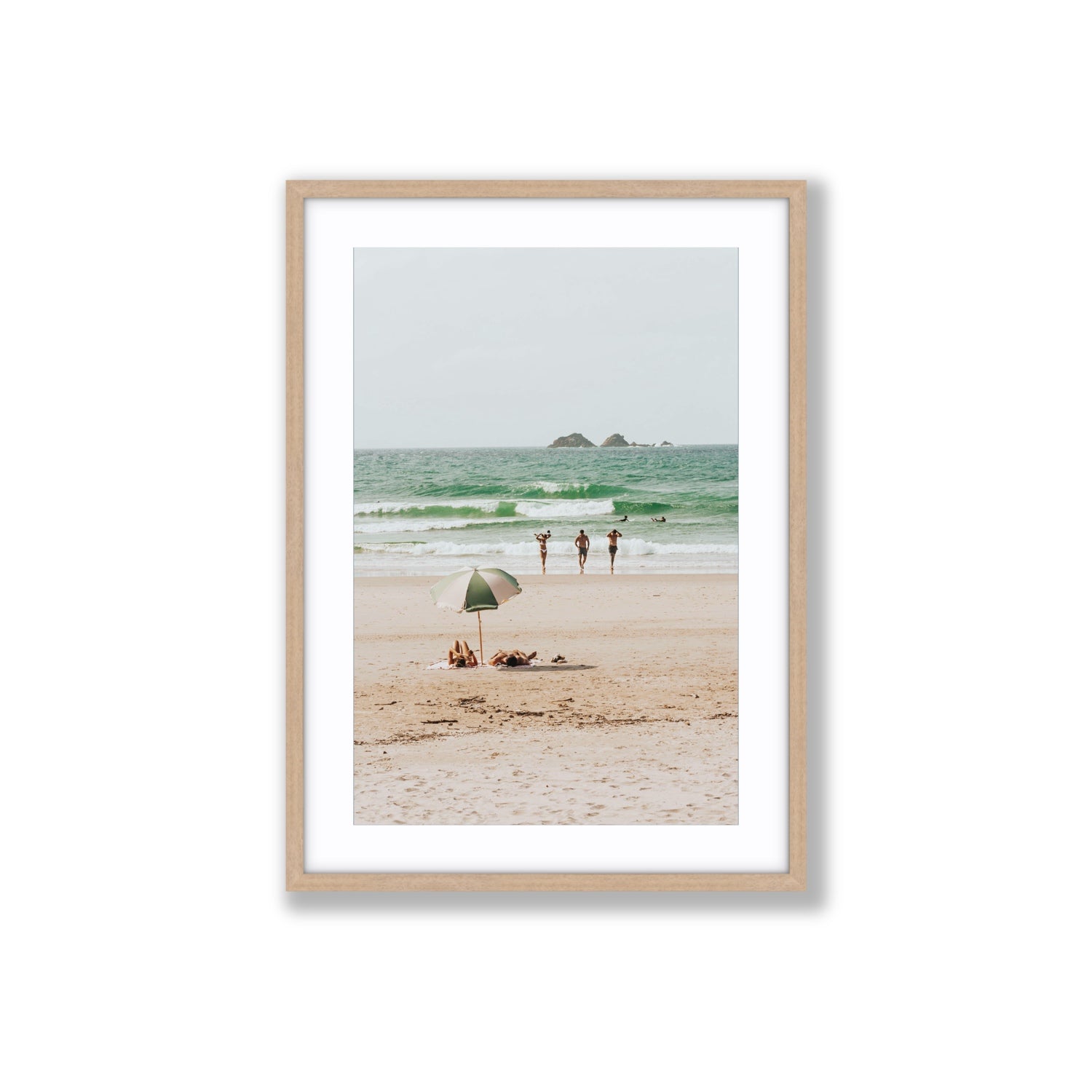 Escape The Ordinary Byron Bay coastal decor wall art Large fine art print in natural oak frame with matboard