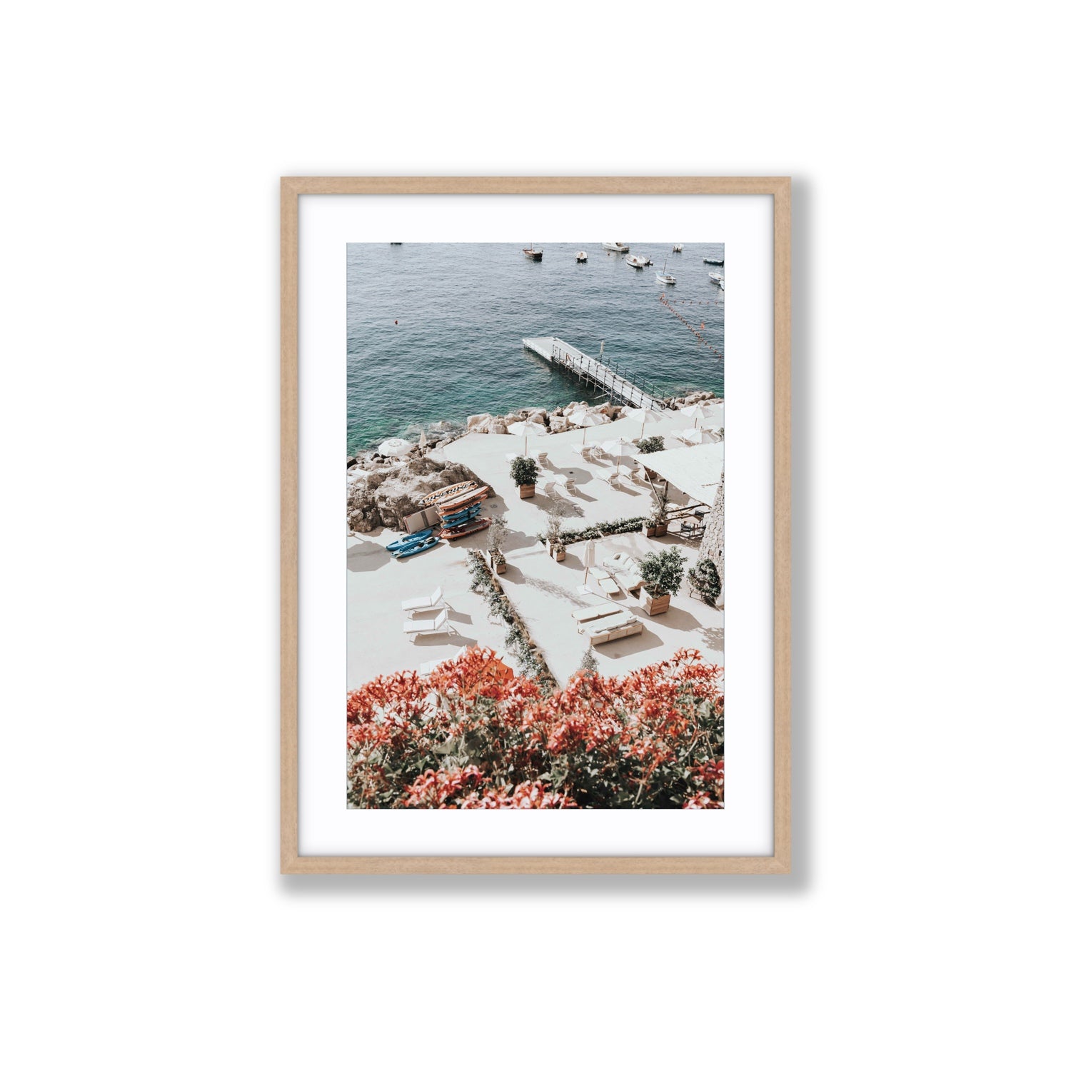 A Work of Art Amalfi coastal wall art Large fine art print in natural oak frame with matboard